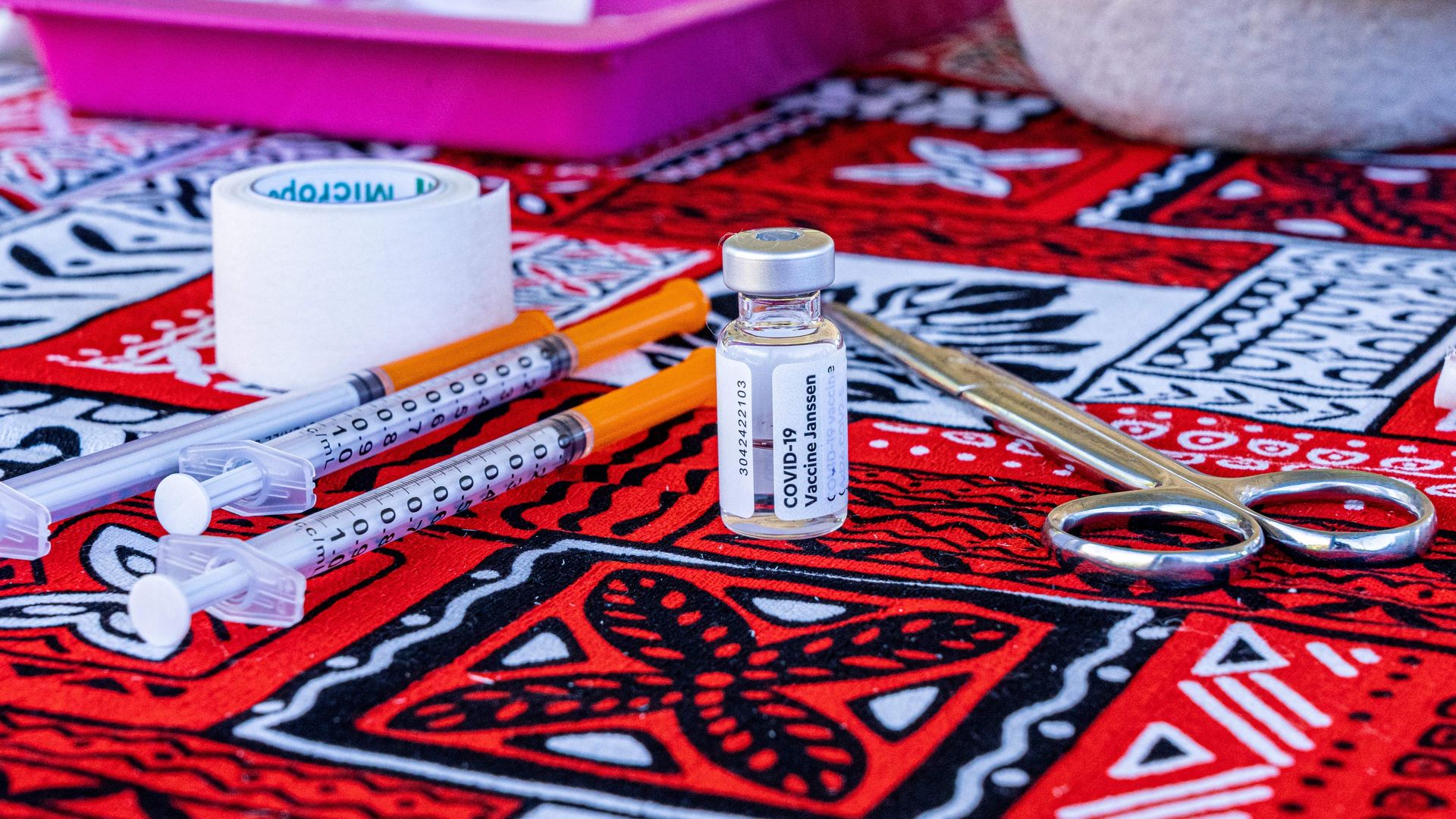 Syringes and a vial of the Johnson and Johnson Covid-19 vaccine in French Polynesia on Sept. 8.