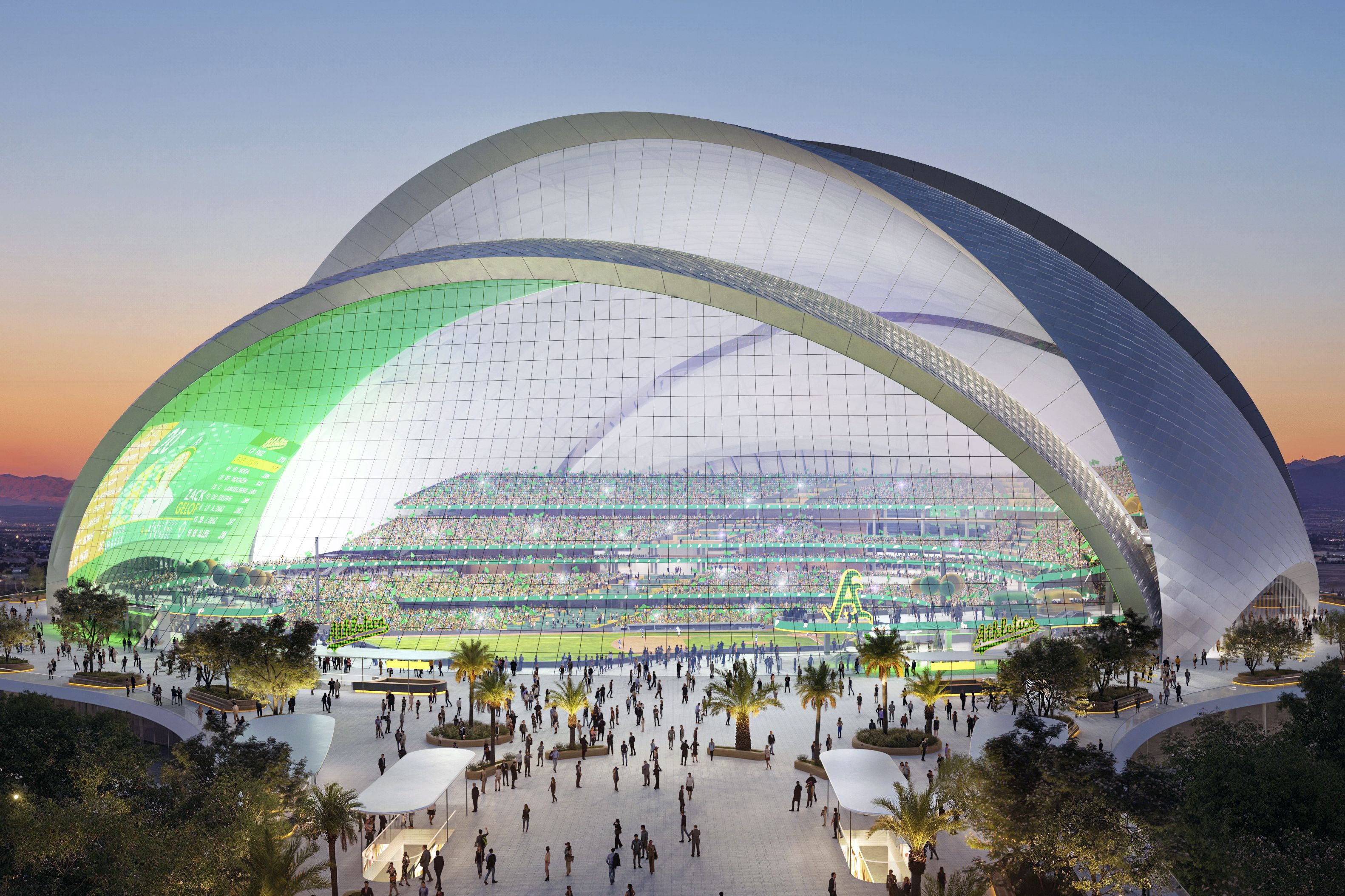 Rendering of planned A's stadium in Las Vegas. Image: Negativ via AP