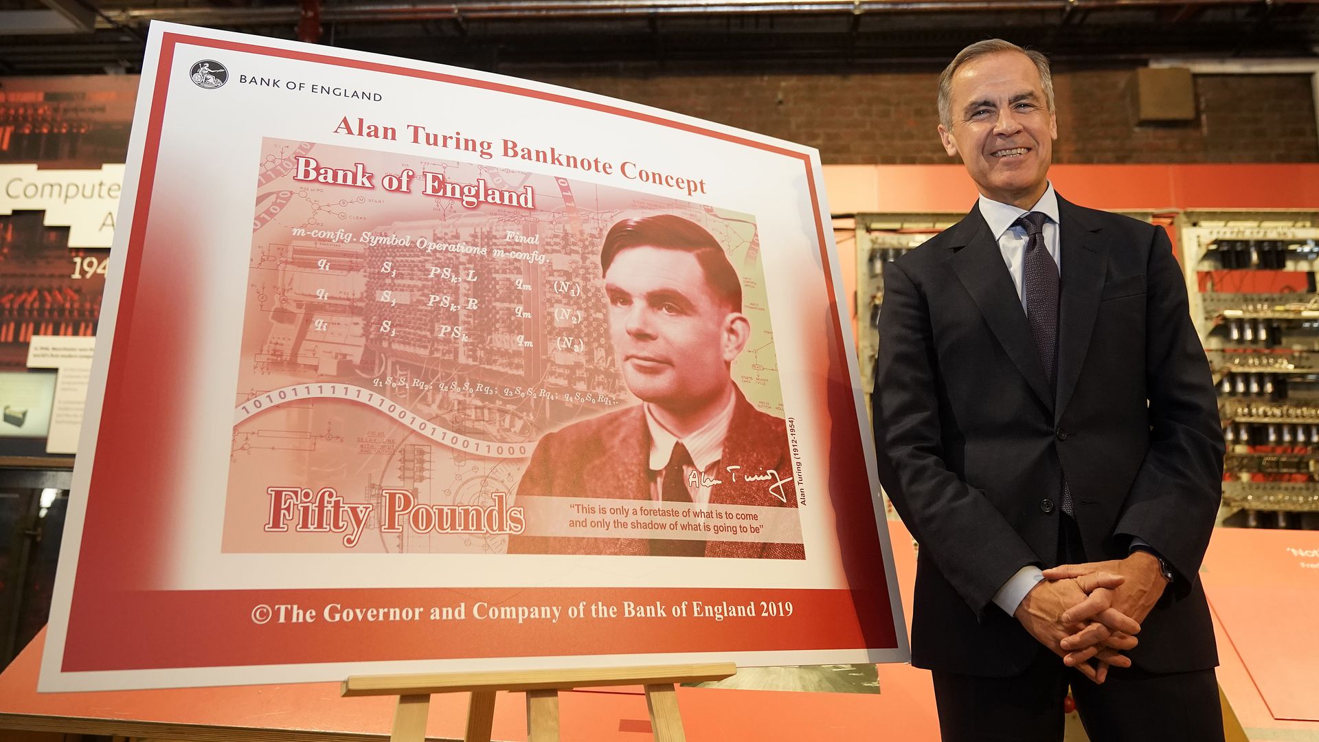 The Governor of the Bank of England, Mark Carney reveals Alan Turing as the new figure to be depicted on the 50-pound note.