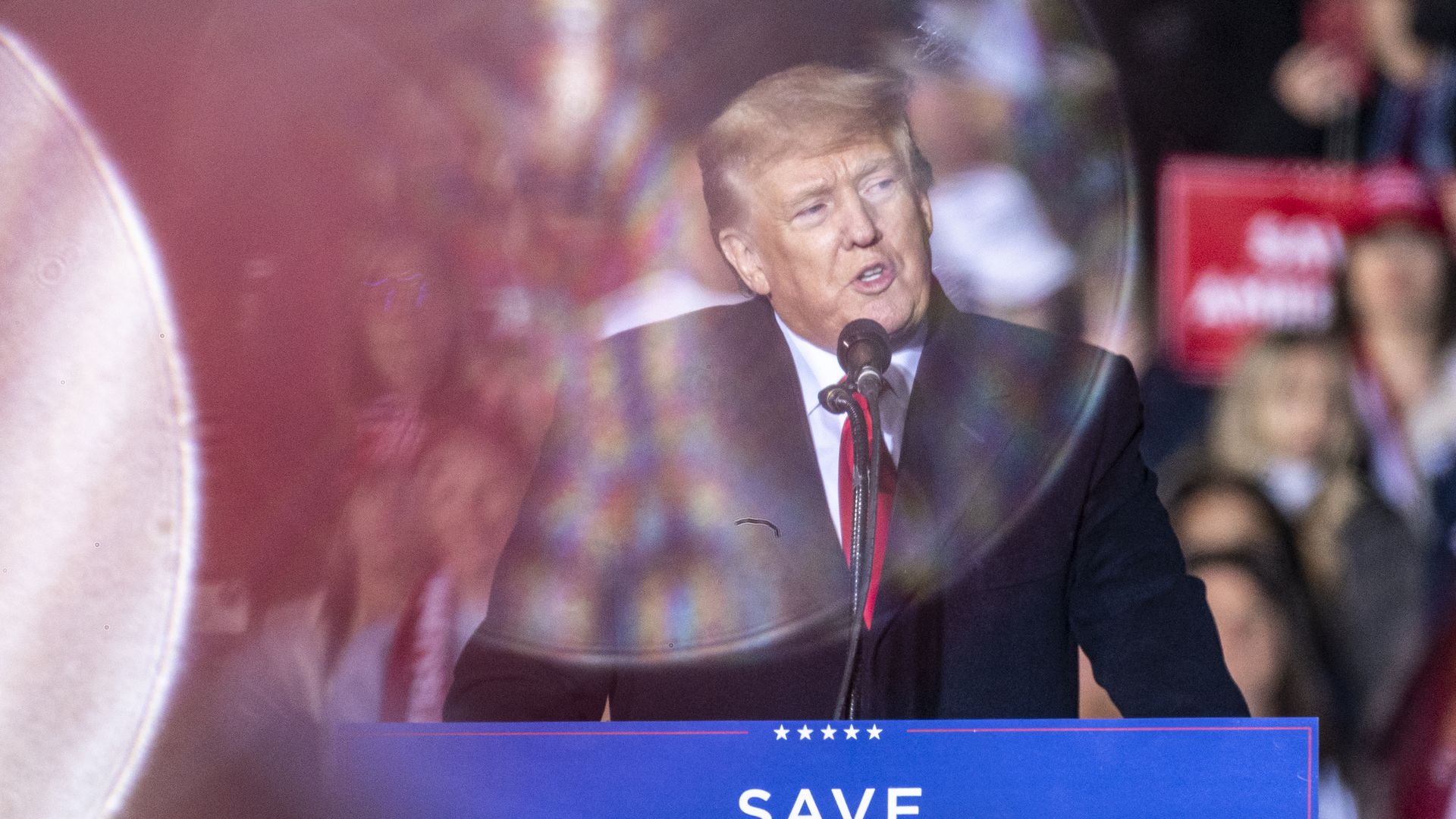 Photo of Donald Trump speaking at a rally