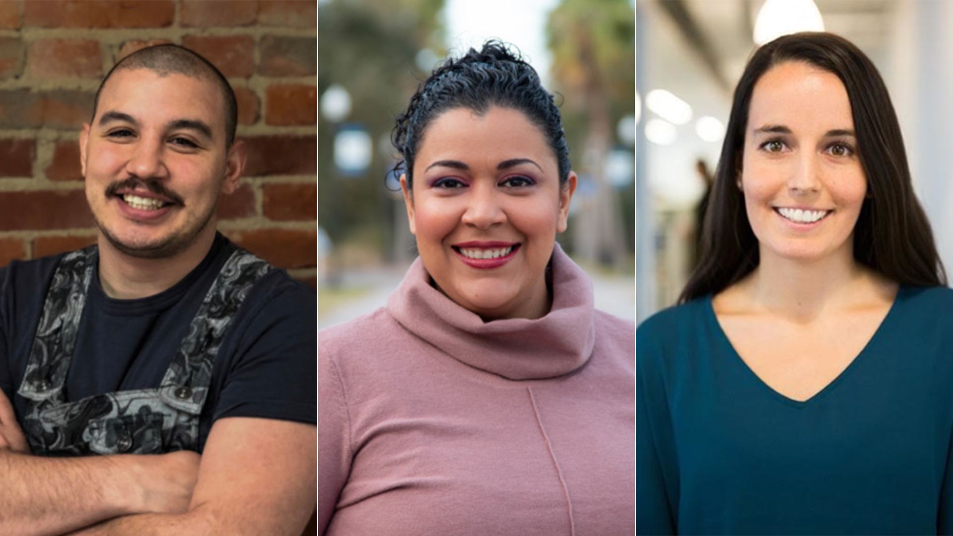 three new employees of Voto Latino are shown side by side