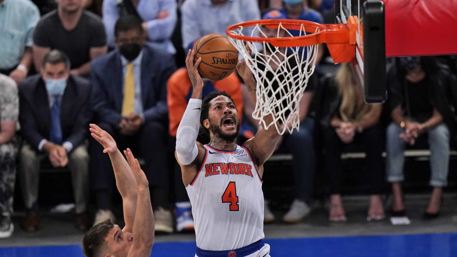 New York Knicks' Derrick Rose during the first-round playoff series against the Atlanta Hawks on May 23.