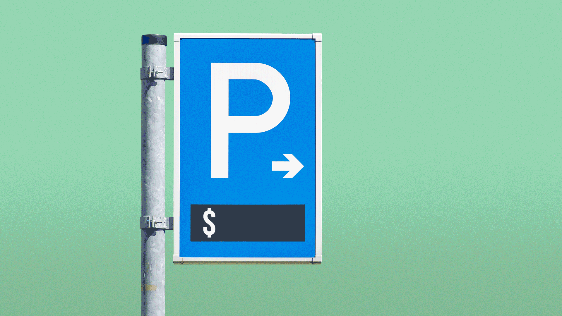 Illustration of parking sign with rates changing.