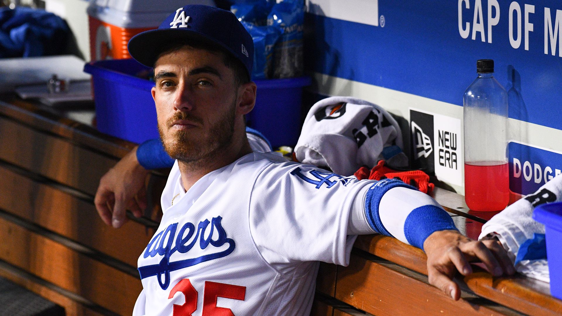 Cody Bellinger in the dugout