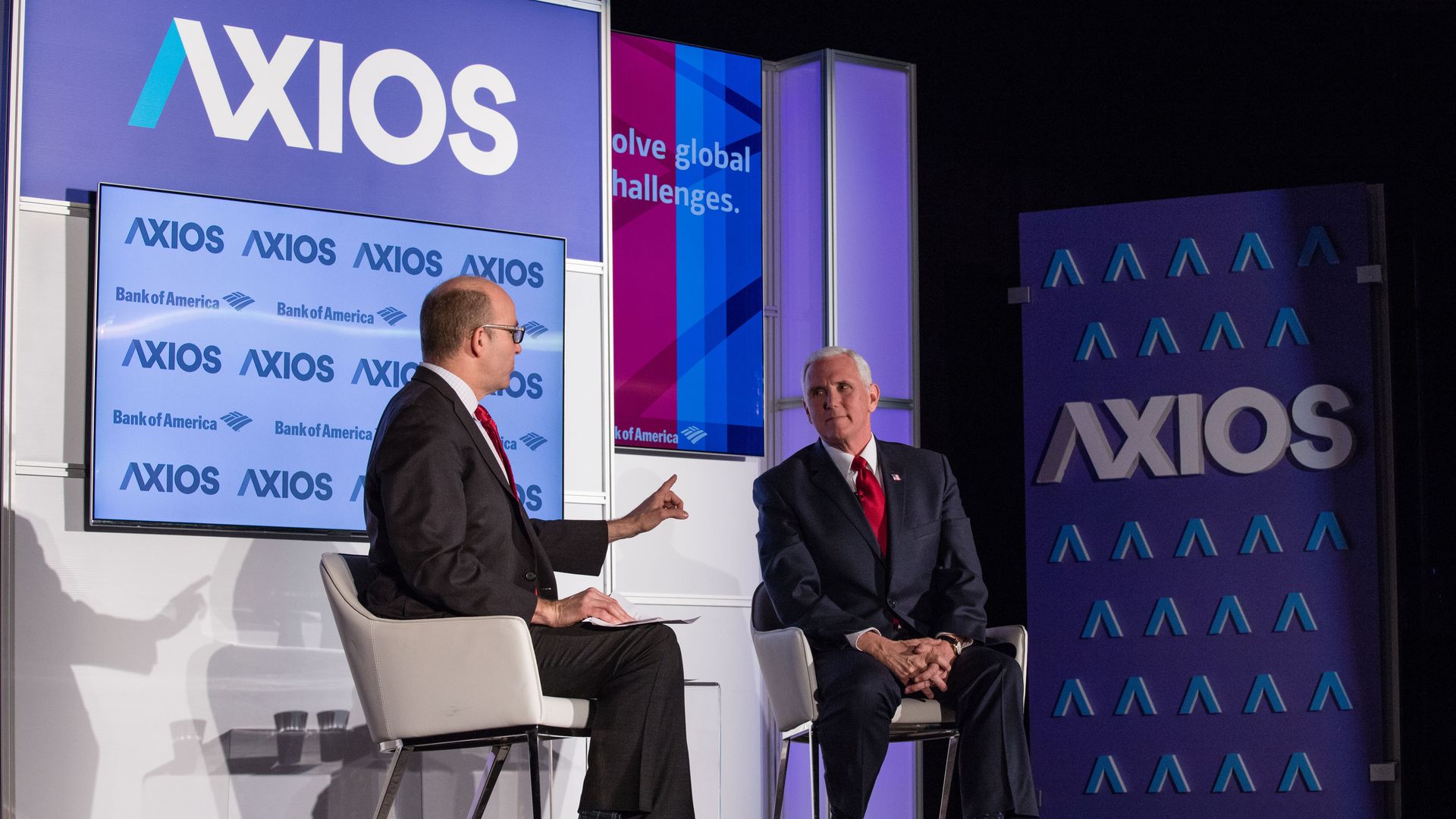 Mike Allen interviewing Mike Pence on the Axios stage.