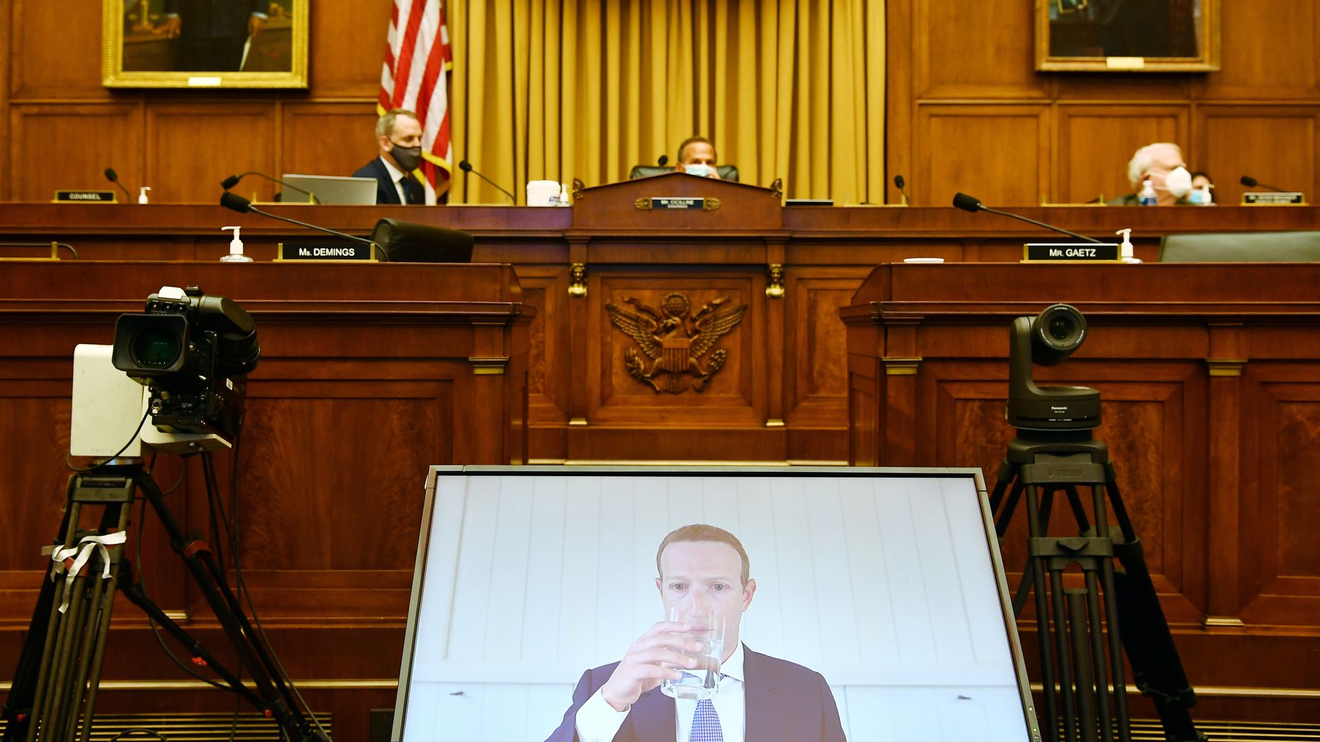 Mark Zuckerberg testifies before a House panel via videoconference