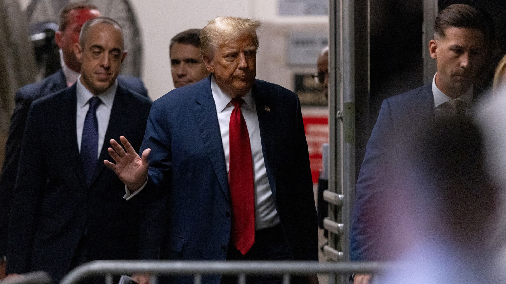 Former U.S. President Donald Trump arriving to court in New York City on April 25.