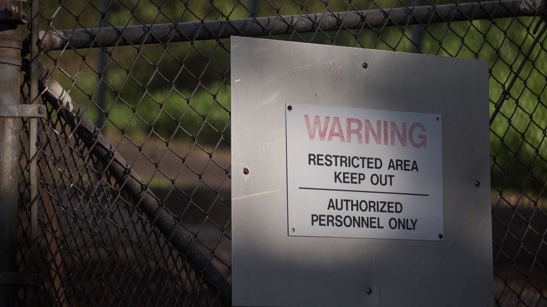 A warning sign posted at one of the entrance gates to Red Hill in Honolulu, HI on December 11, 2021.