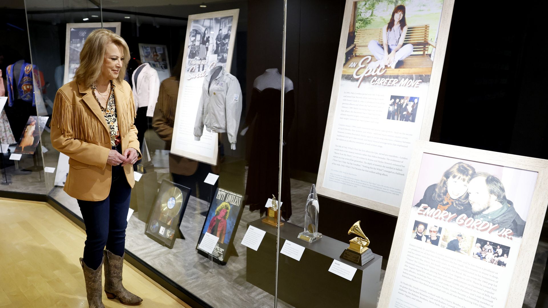 Patty Loveless attends the new exhibition opening of Patty Loveless: No Trouble with the Truth, at Country Music Hall of Fame and Museum on August 22, 2023 in Nashville, Tennessee. 