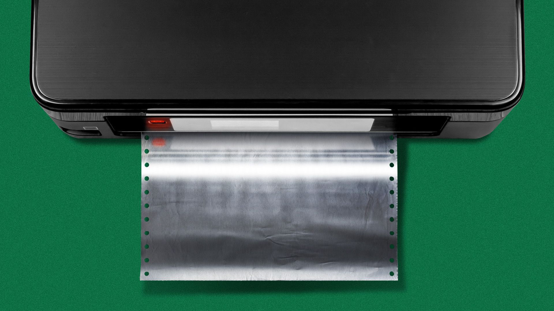 Illustration of a printer printing out a sheet of aluminum 