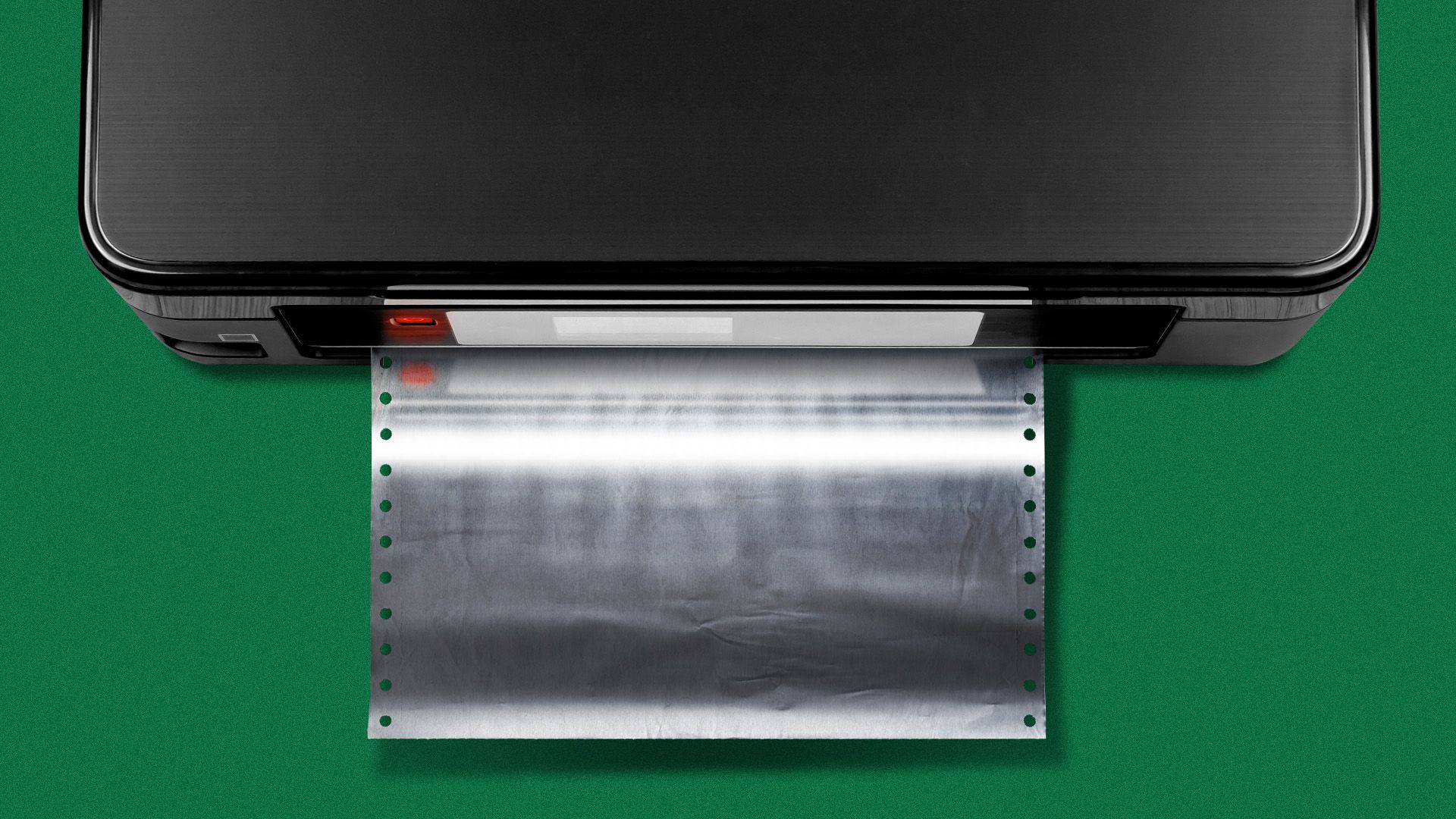 Illustration of a printer printing out a sheet of aluminum