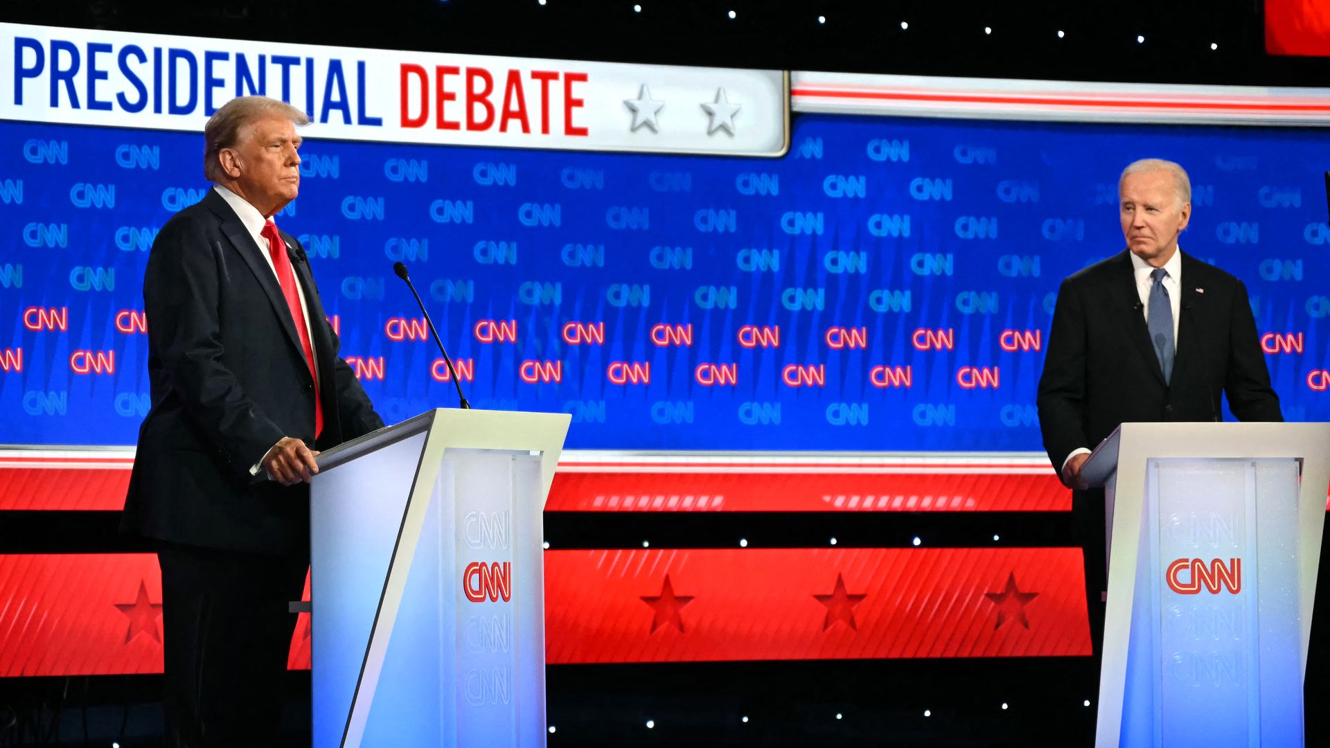 US President Joe Biden and former US President and Republican presidential candidate Donald Trump participate in the first presidential debate