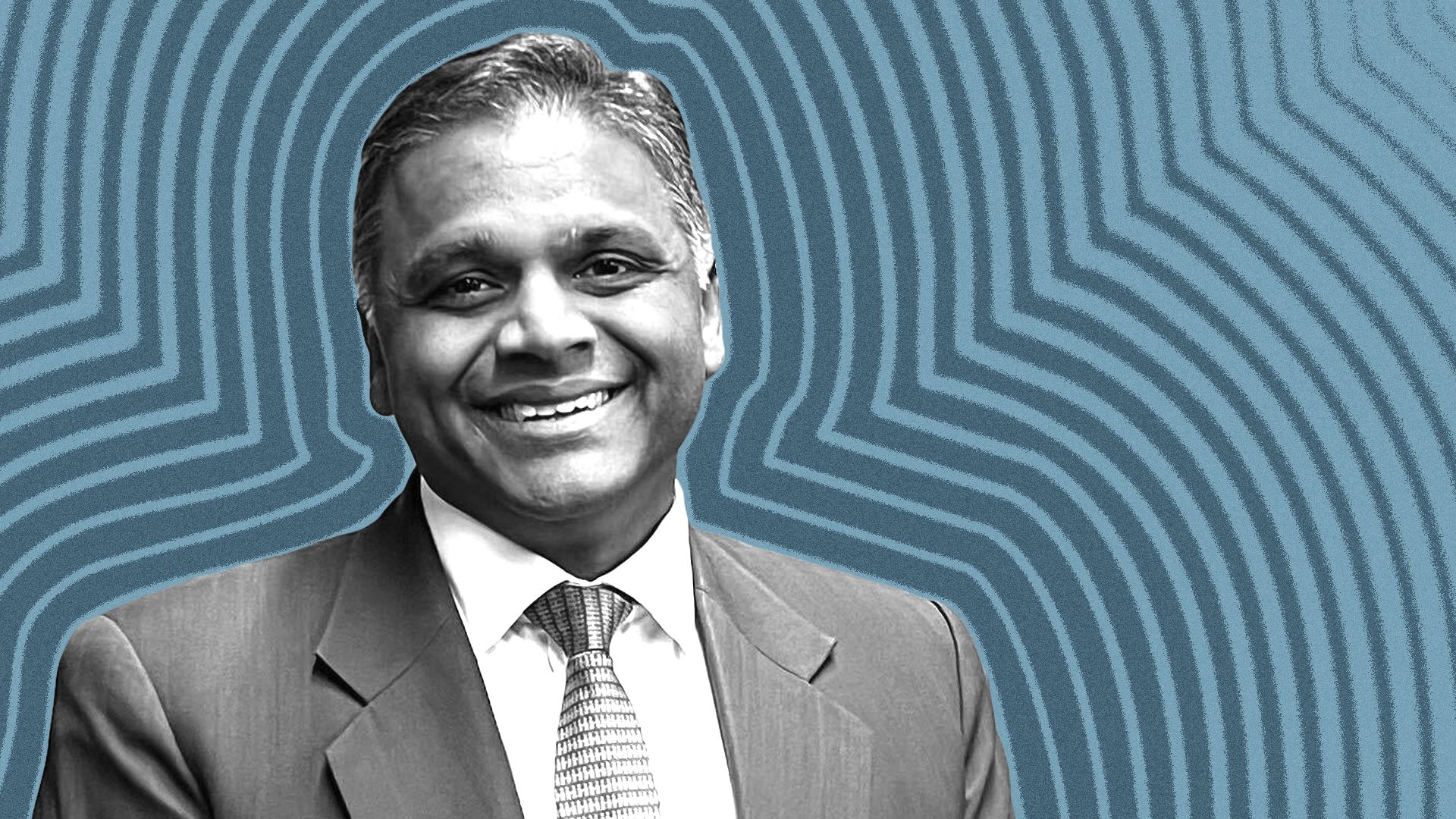 Photo illustration of Danny Avula with radiating lines. 