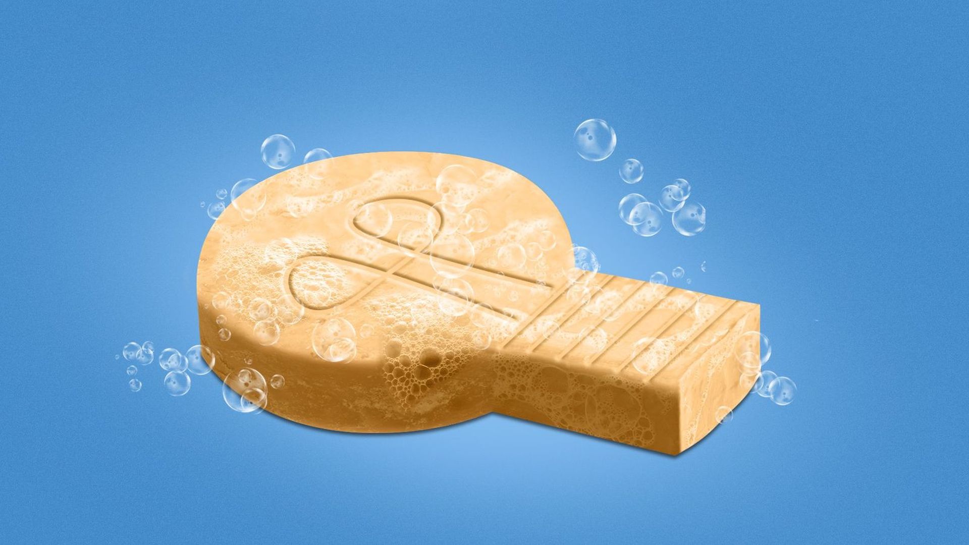 An illustration showing a bar of soap shaped like a lightbulb