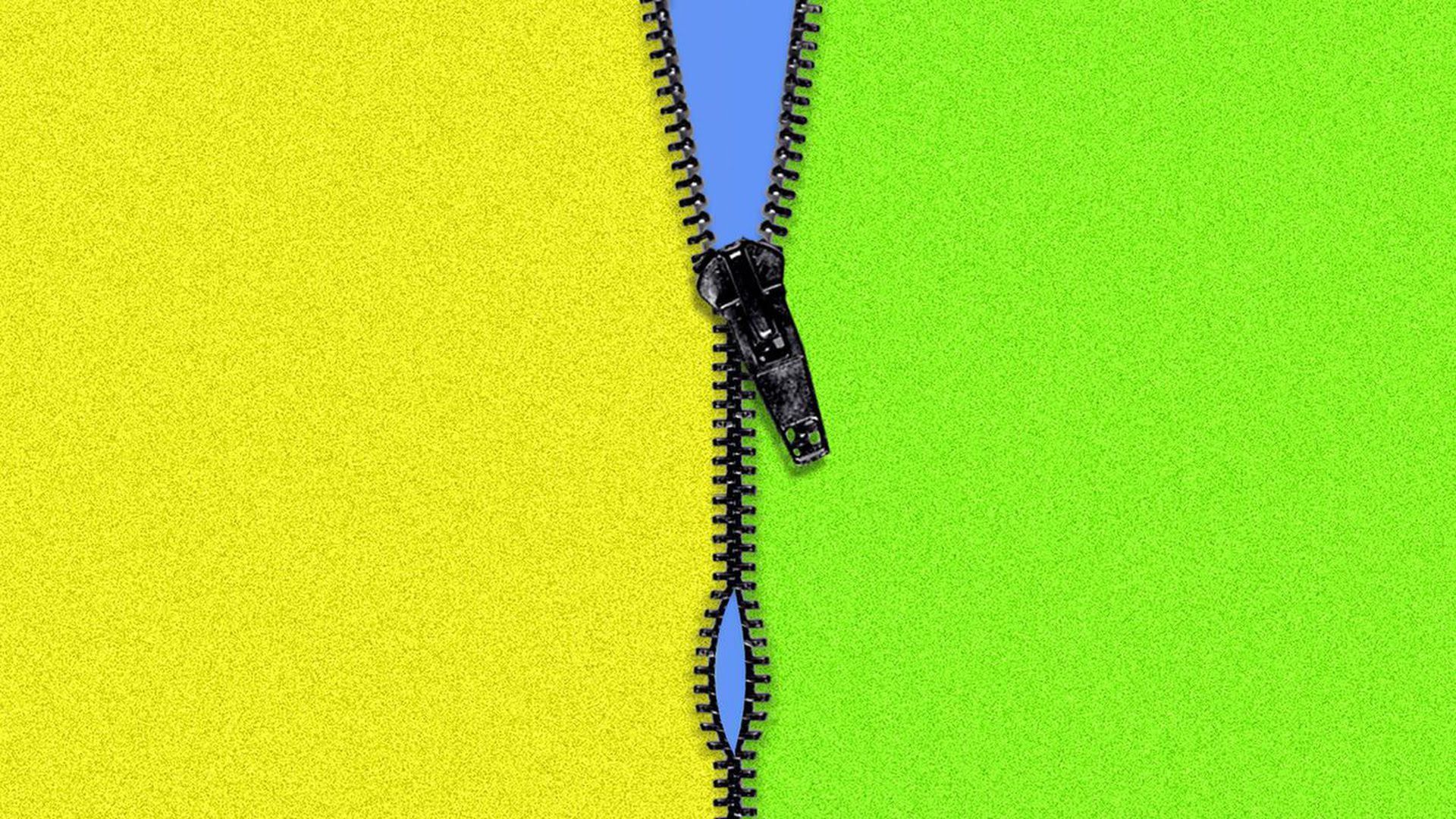 illustration of a broken zipper