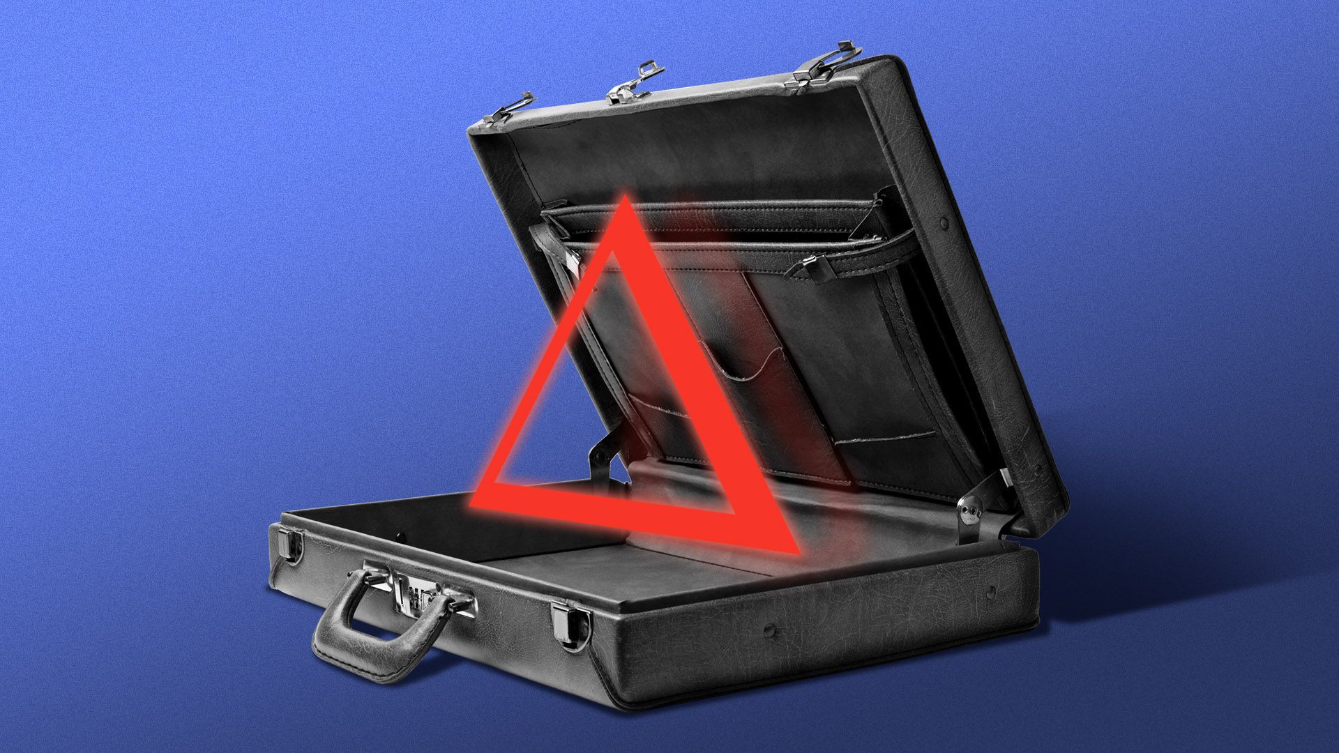 Illustration of an open briefcase with a delta sign