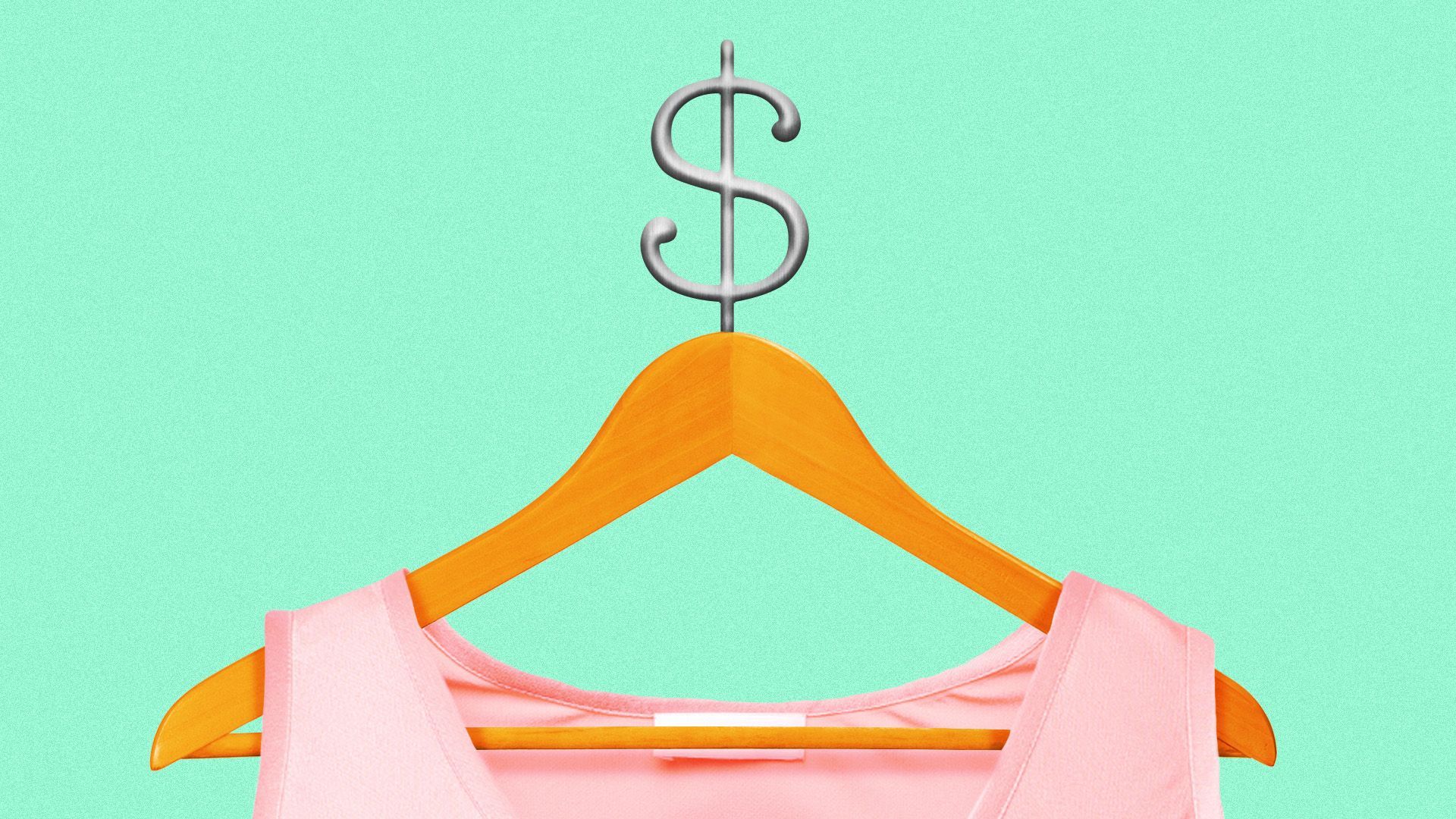 Illustration of a dress on a hanger with a dollar sign on top