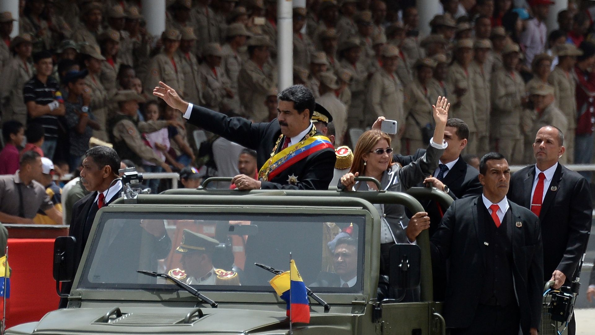 Maduro in military vehicle