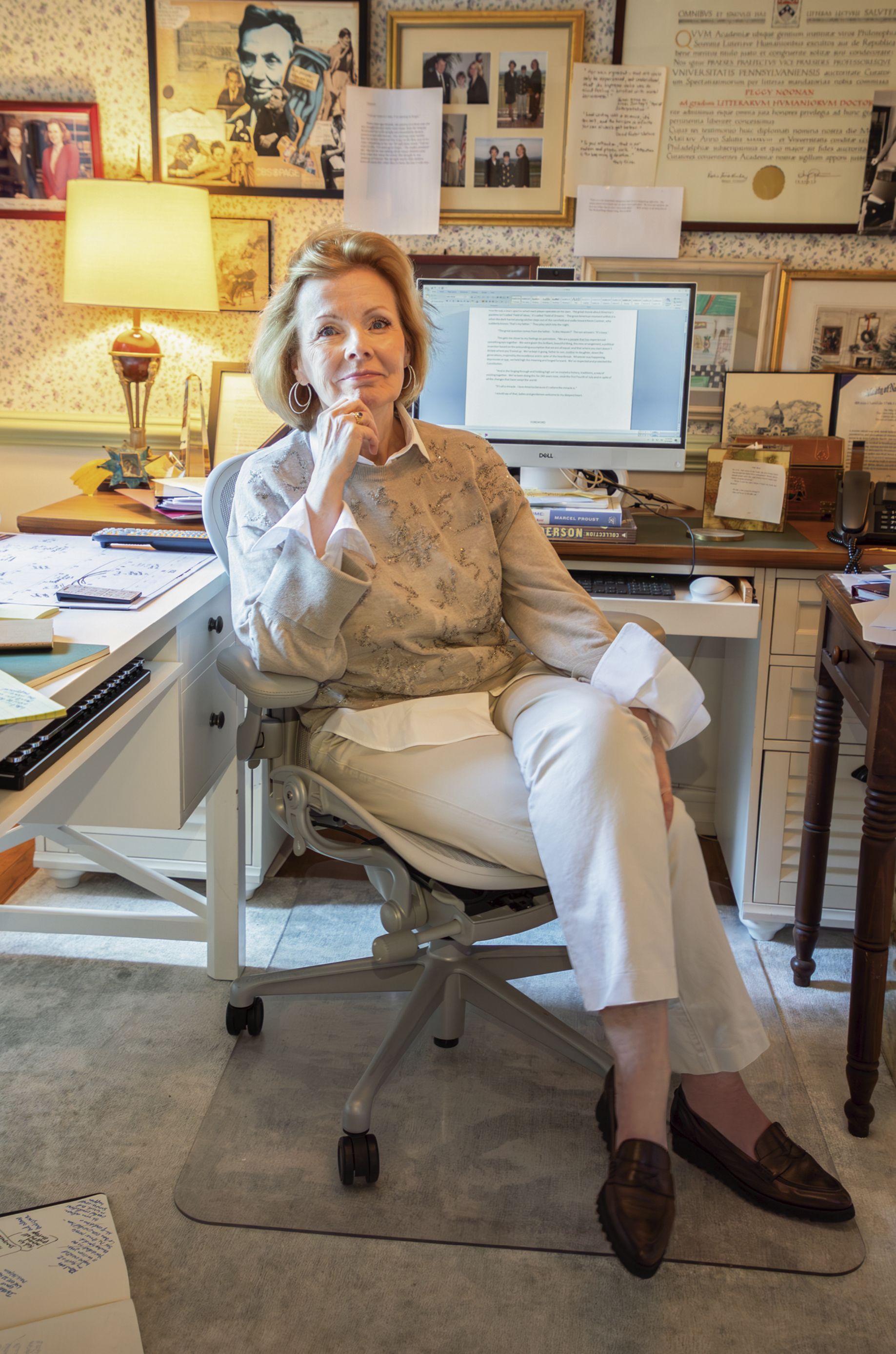 Peggy Noonan at her desk