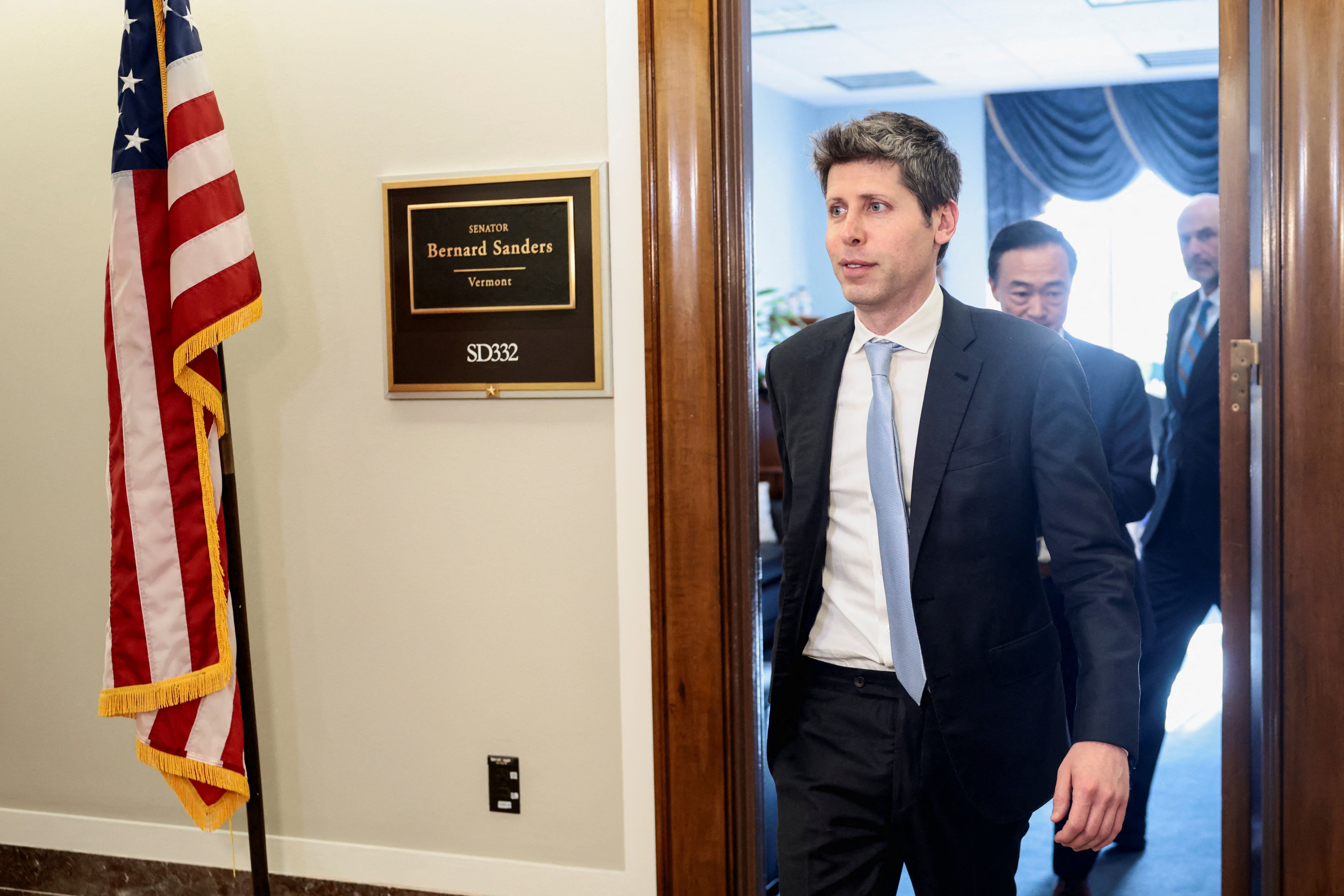 CEO of OpenAI Sam Altman walks to speak with reporters, following meetings on Capitol Hill, in Washington, D.C., U.S., June 3, 2026. REUTERS/Evelyn Hockstein