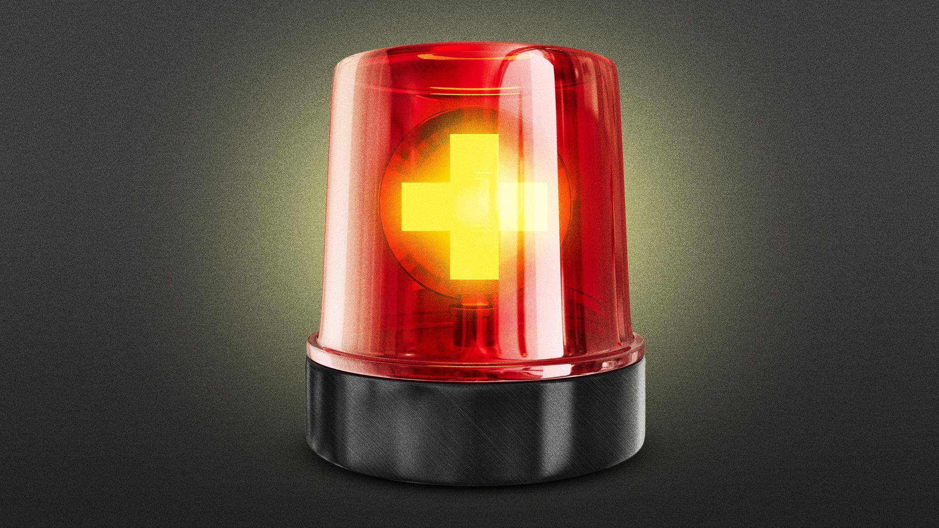Illustration of an emergency siren with a health symbol as the light. 