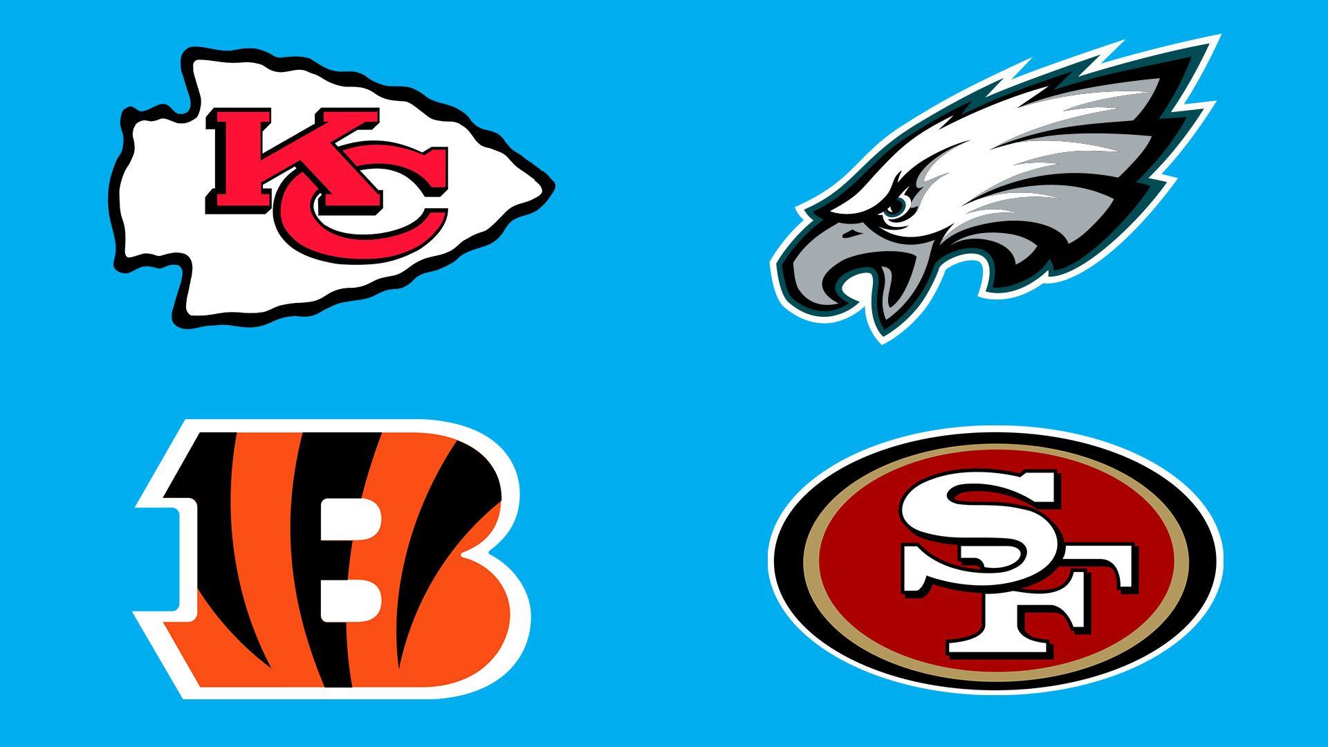 chiefs eagles bengals niners logos