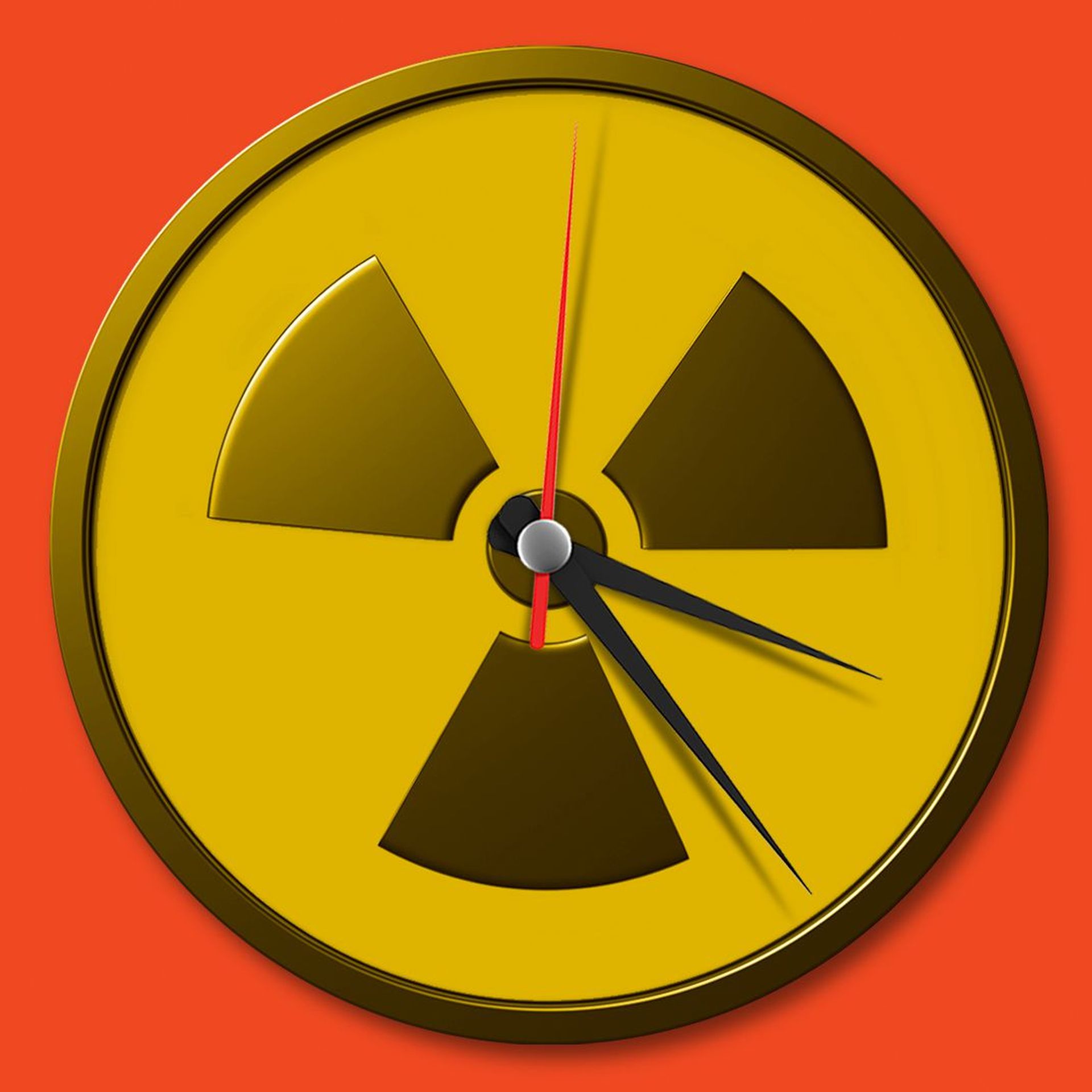 Illustration of a nuclear warning as a clock face
