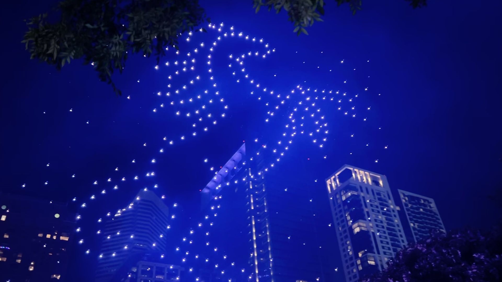 Photo of a horse made of drones