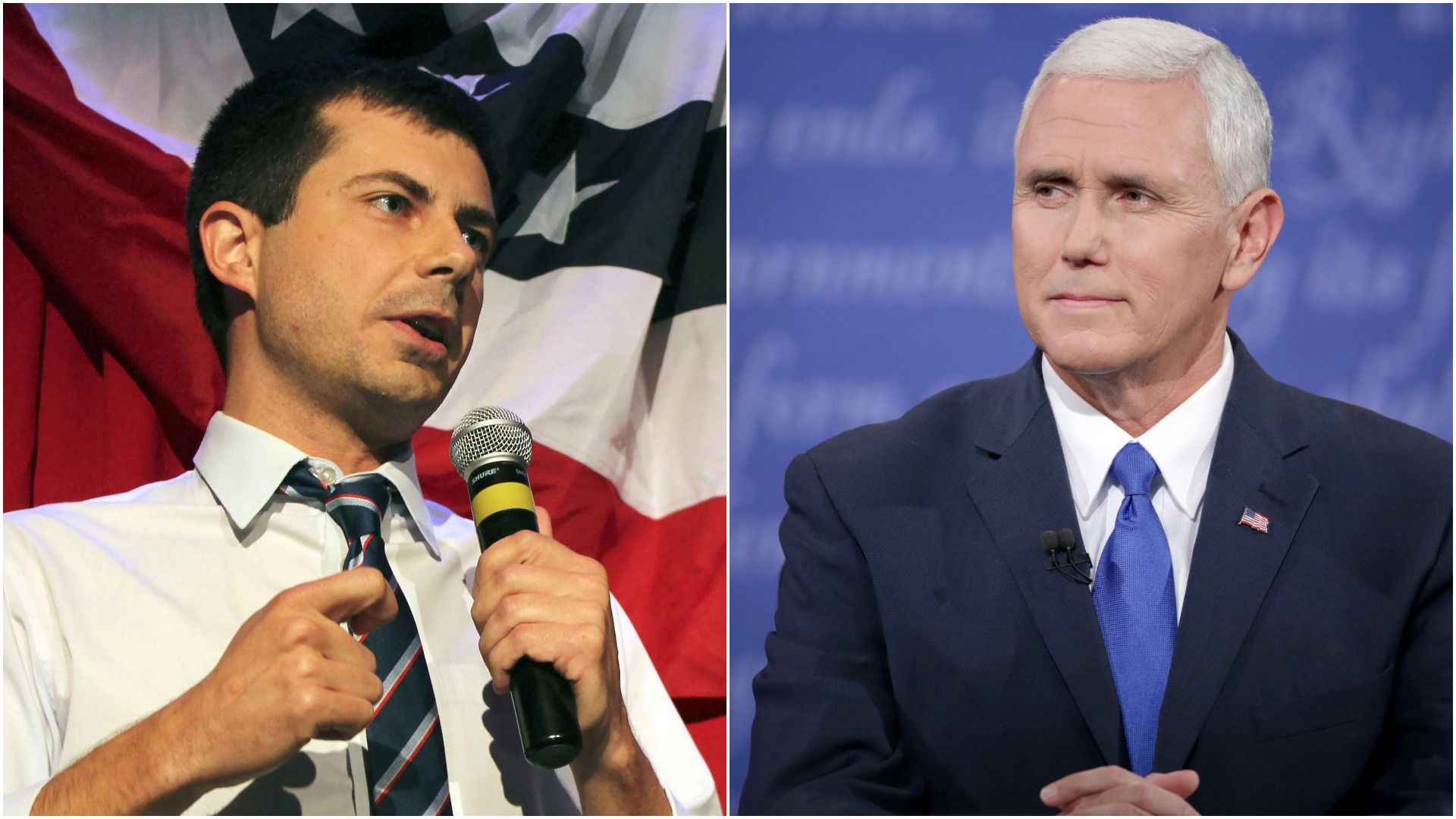  2020 Democratic presidential candidate Peter Buttigieg and Vice President Mike Pence