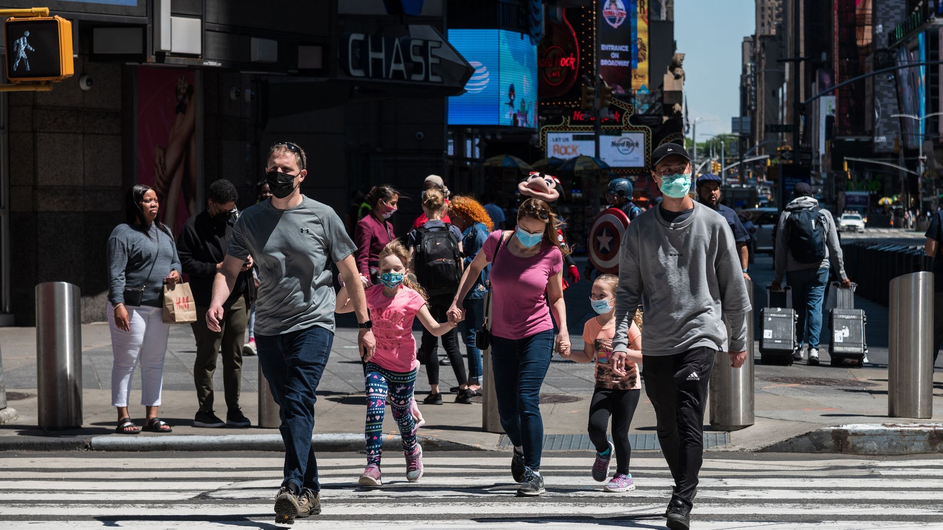 People walking in New York City.