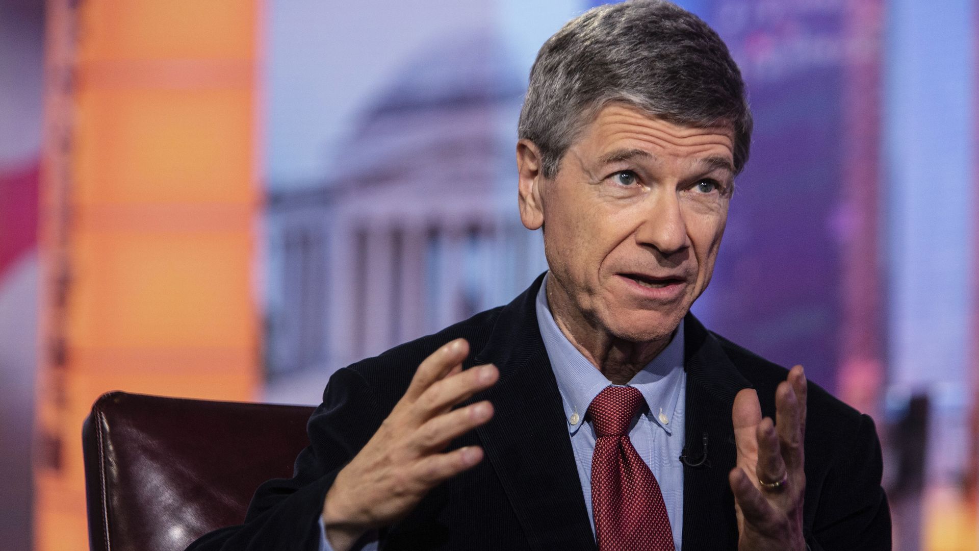 Jeffrey Sachs, a professor at Columbia University, speaks during a Bloomberg Television interview in New York