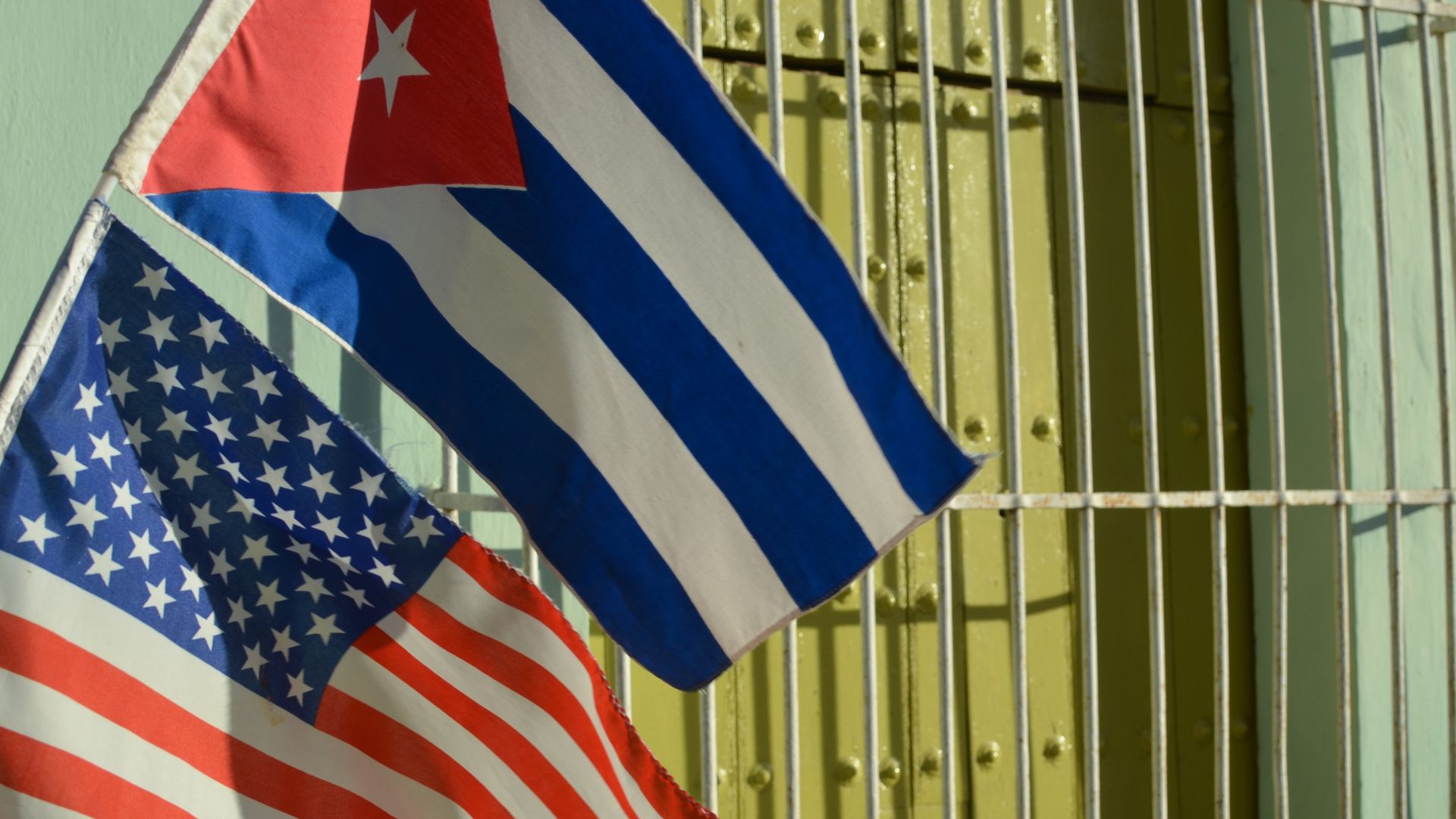 Cuban and American flags