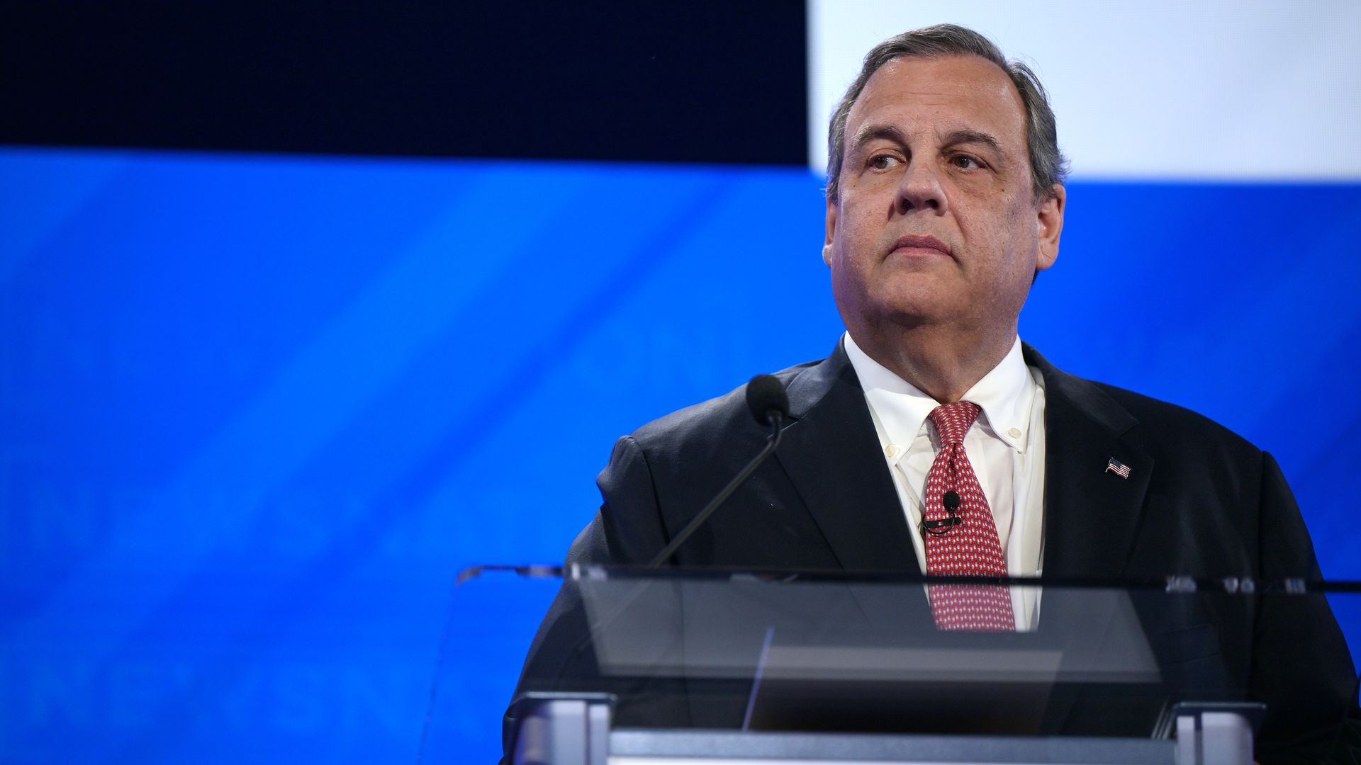 Republican presidential candidate former New Jersey Gov. Chris Christie prepares for the start of the NewsNation Republican Presidential Primary Debate at the University of Alabama Moody Music Hall on December 6, 2023 in Tuscaloosa, Alabama