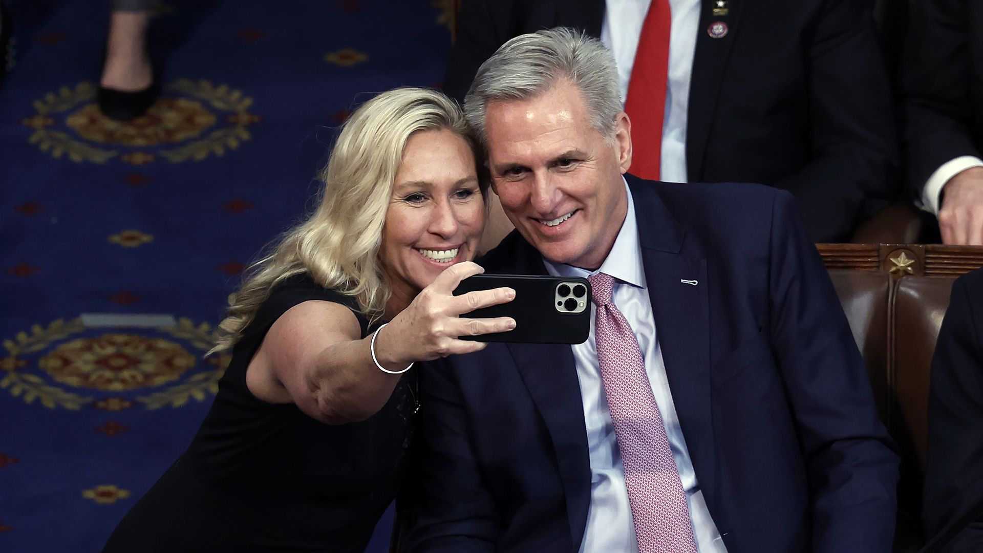 Speaker Kevin McCarthy and Rep. Marjorie Taylor Greene (Photo by Anna Moneymaker/Getty Images)
