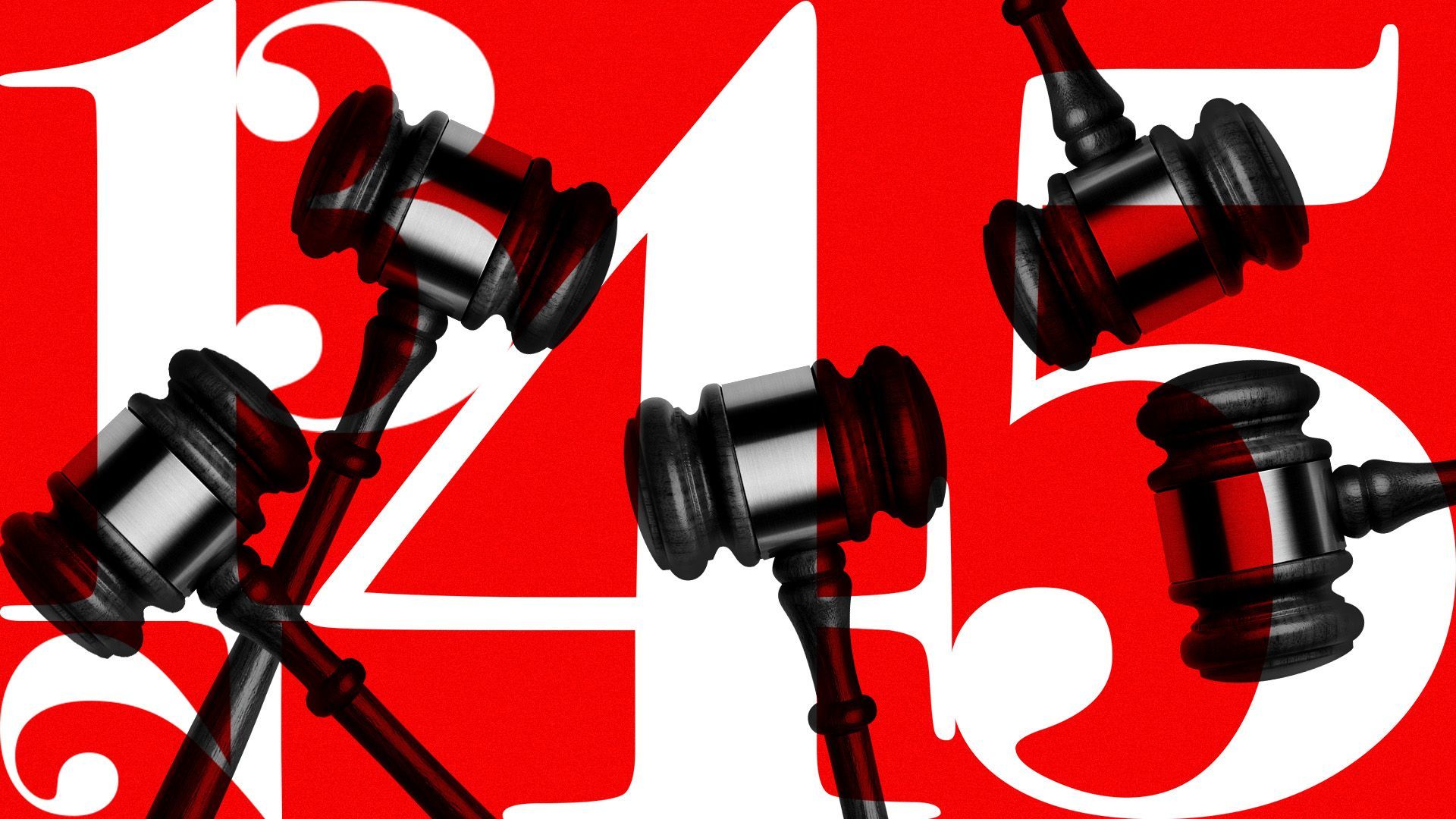 Illustration of five gavels with the numbers 1 through 5 