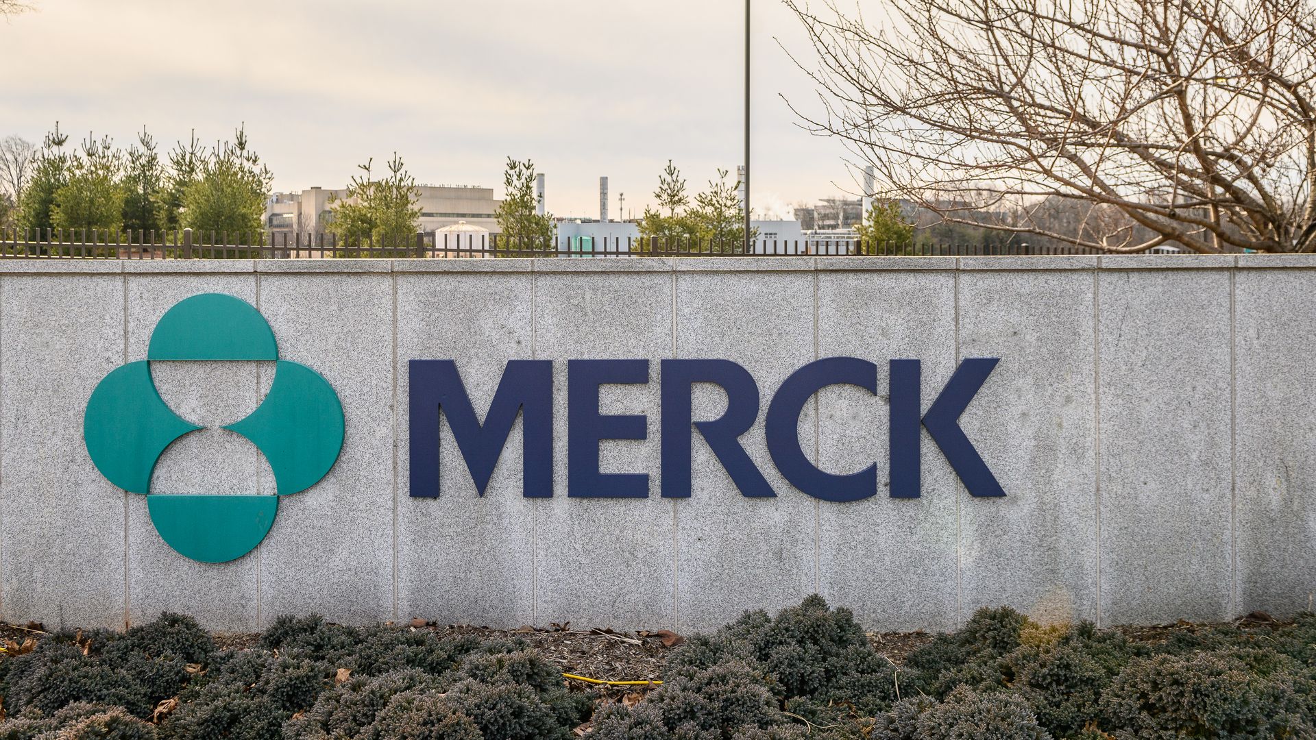 Signage outside Merck & Co. headquarters in Kenilworth, New Jersey,