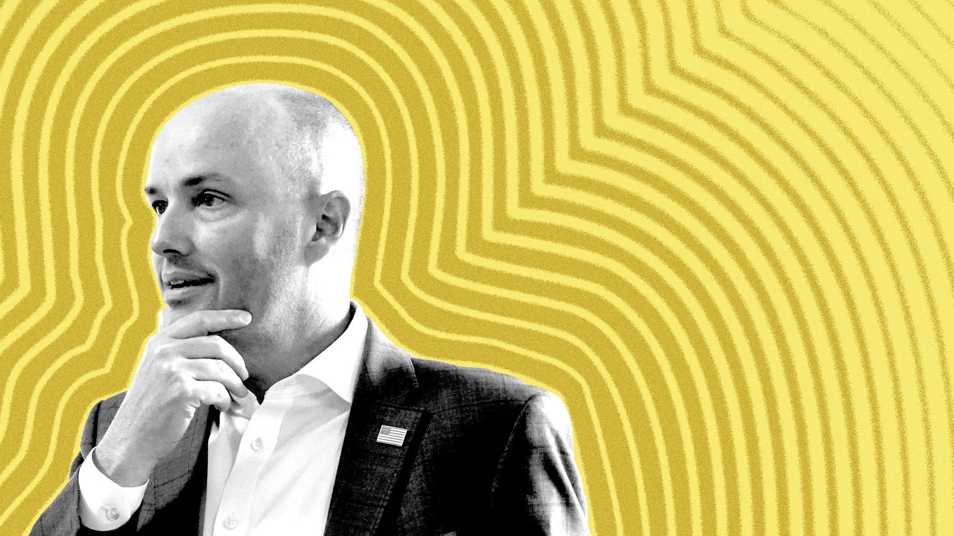 Photo illustration of Utah Governor Spencer Cox with lines radiating from him.