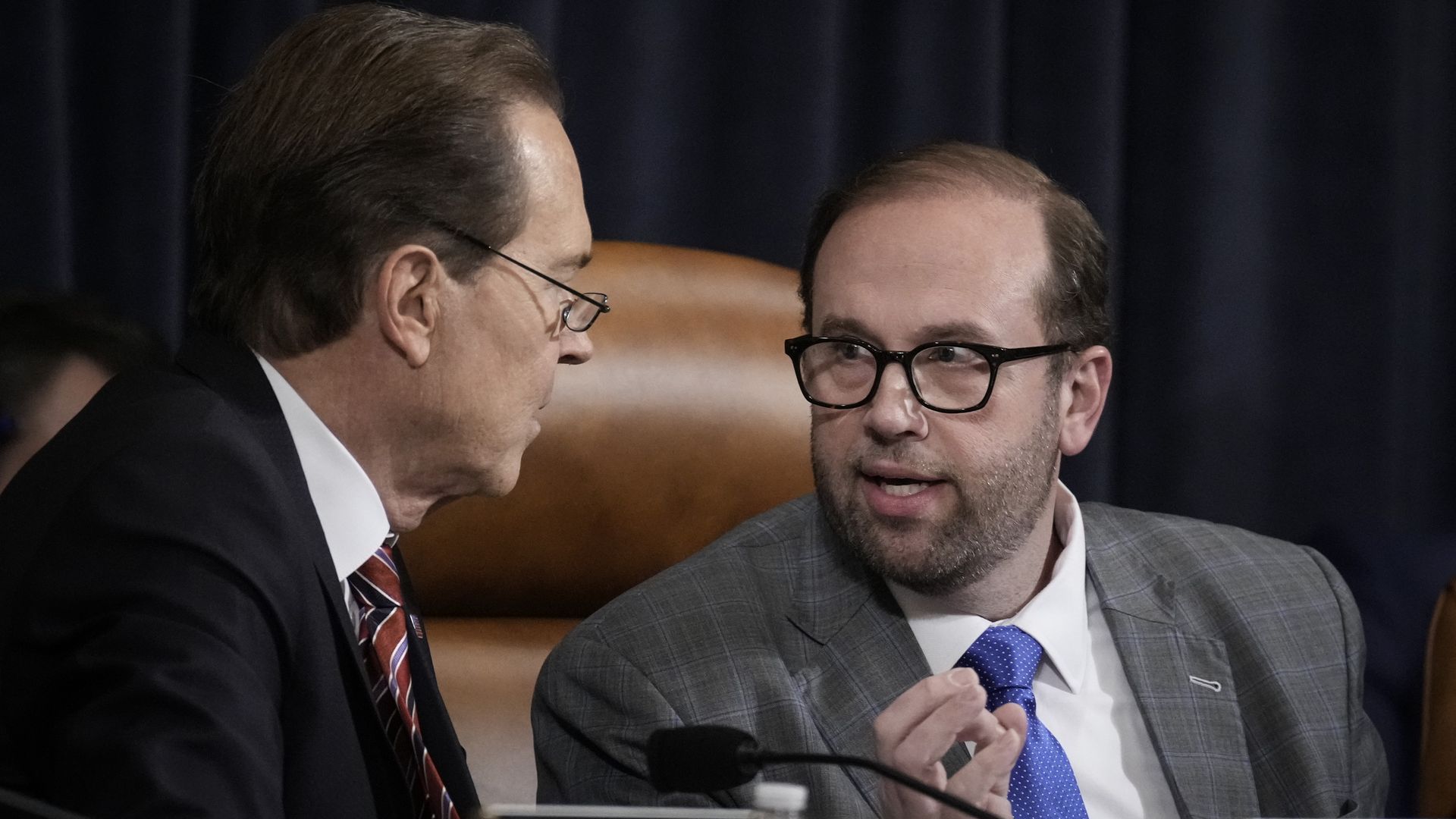 Rep. Vern Buchanan talks with Ways and Means committee chairman Jason Smith during a previous Committee hearing in March. (Photo by Drew Angerer/Getty Images)