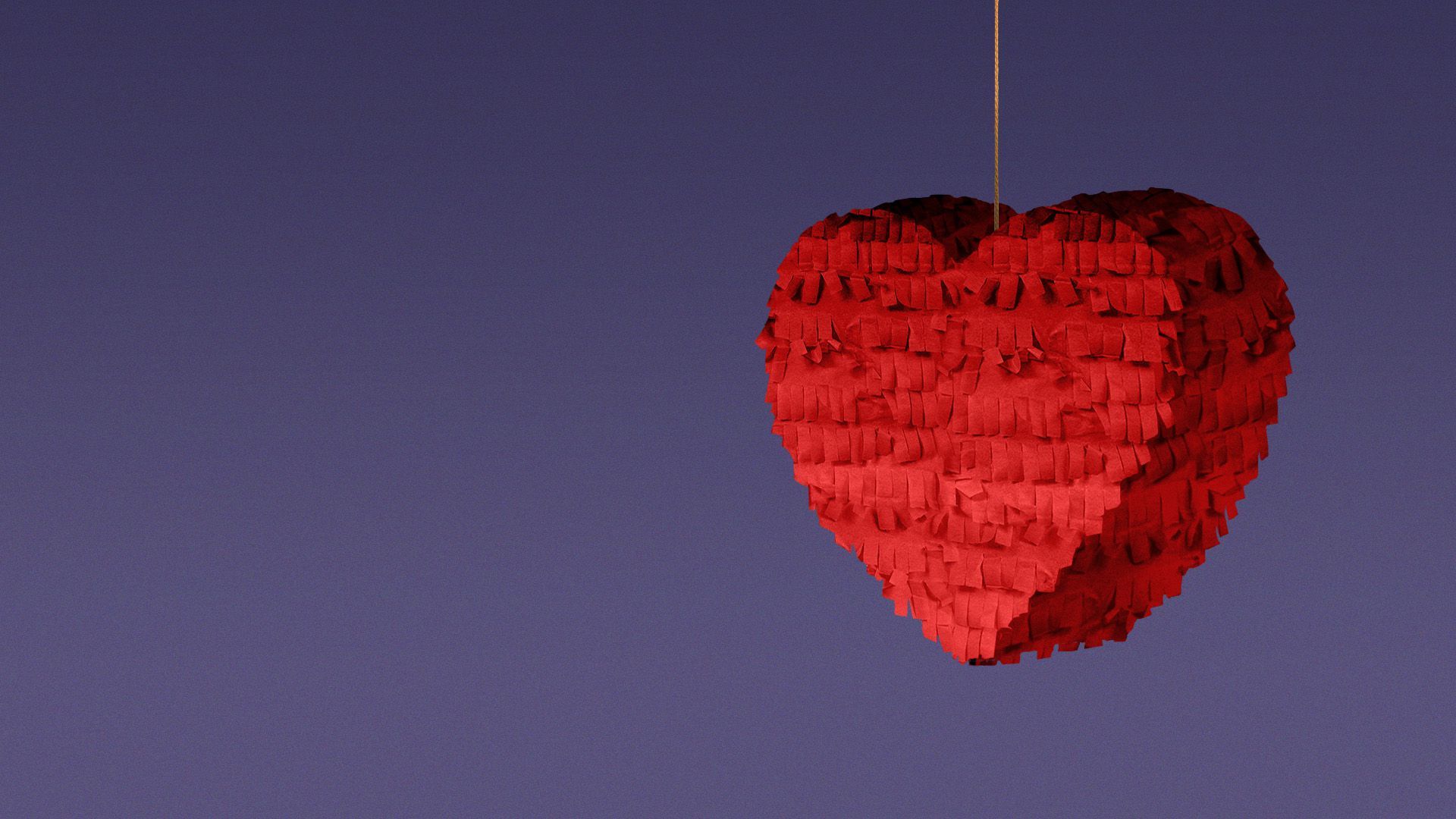 Illustration of a heart shaped piñata.