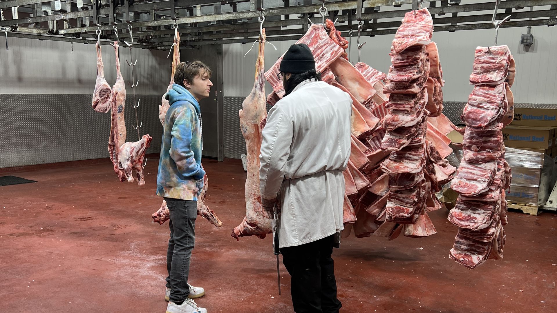 My neighbor Spenser and the butcher.