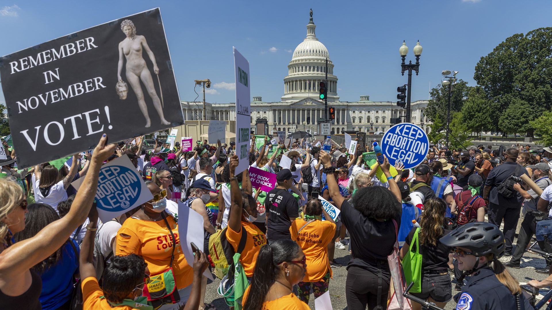 Picture of an abortion rights protest in front of Capitol Hill
