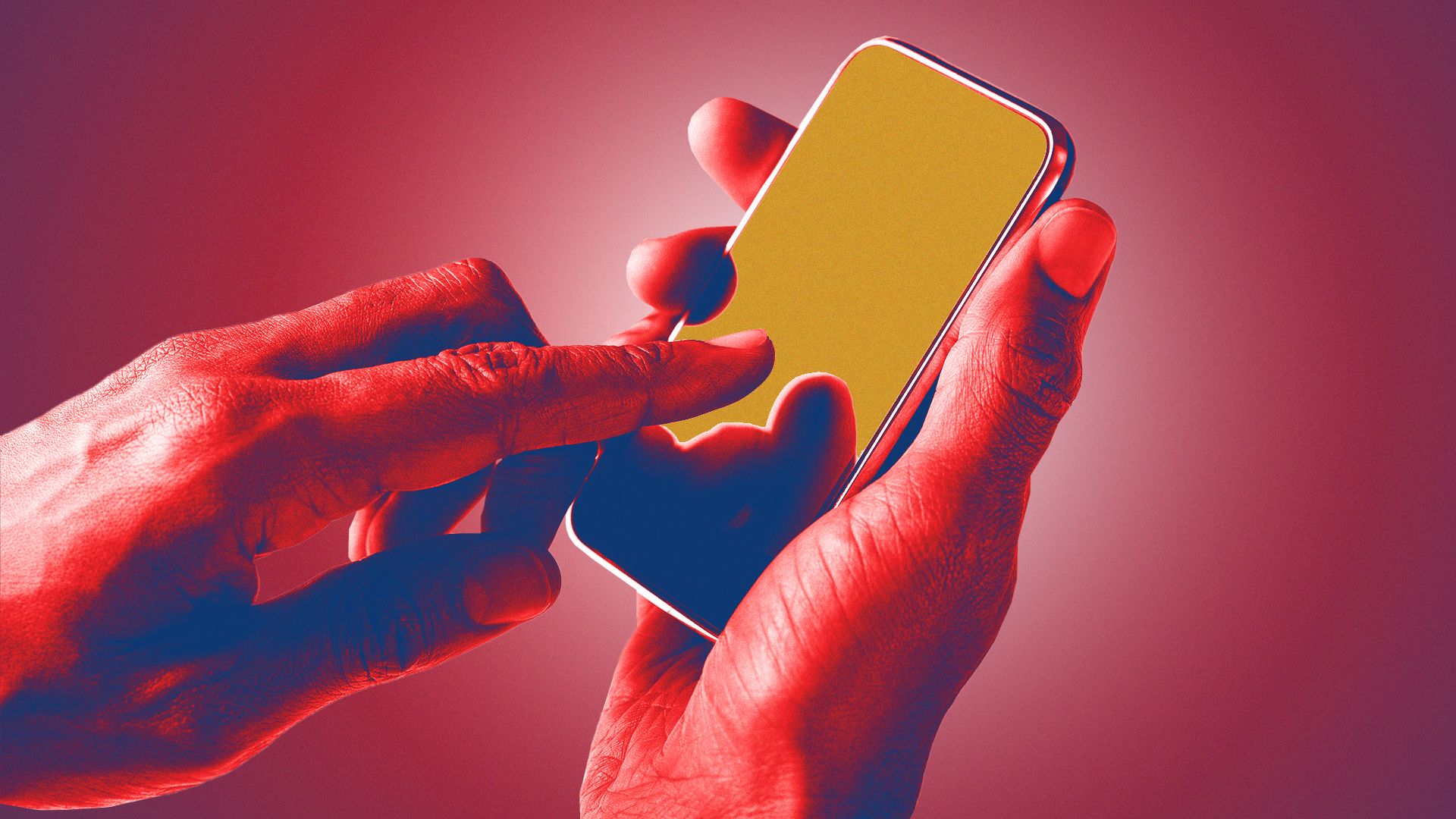 Illustration of hands using a smartphone