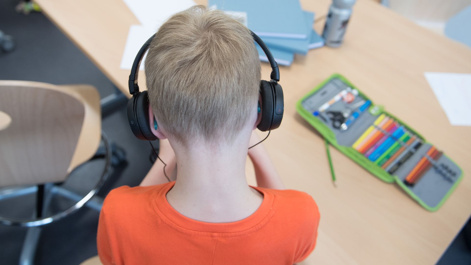 child in headphones