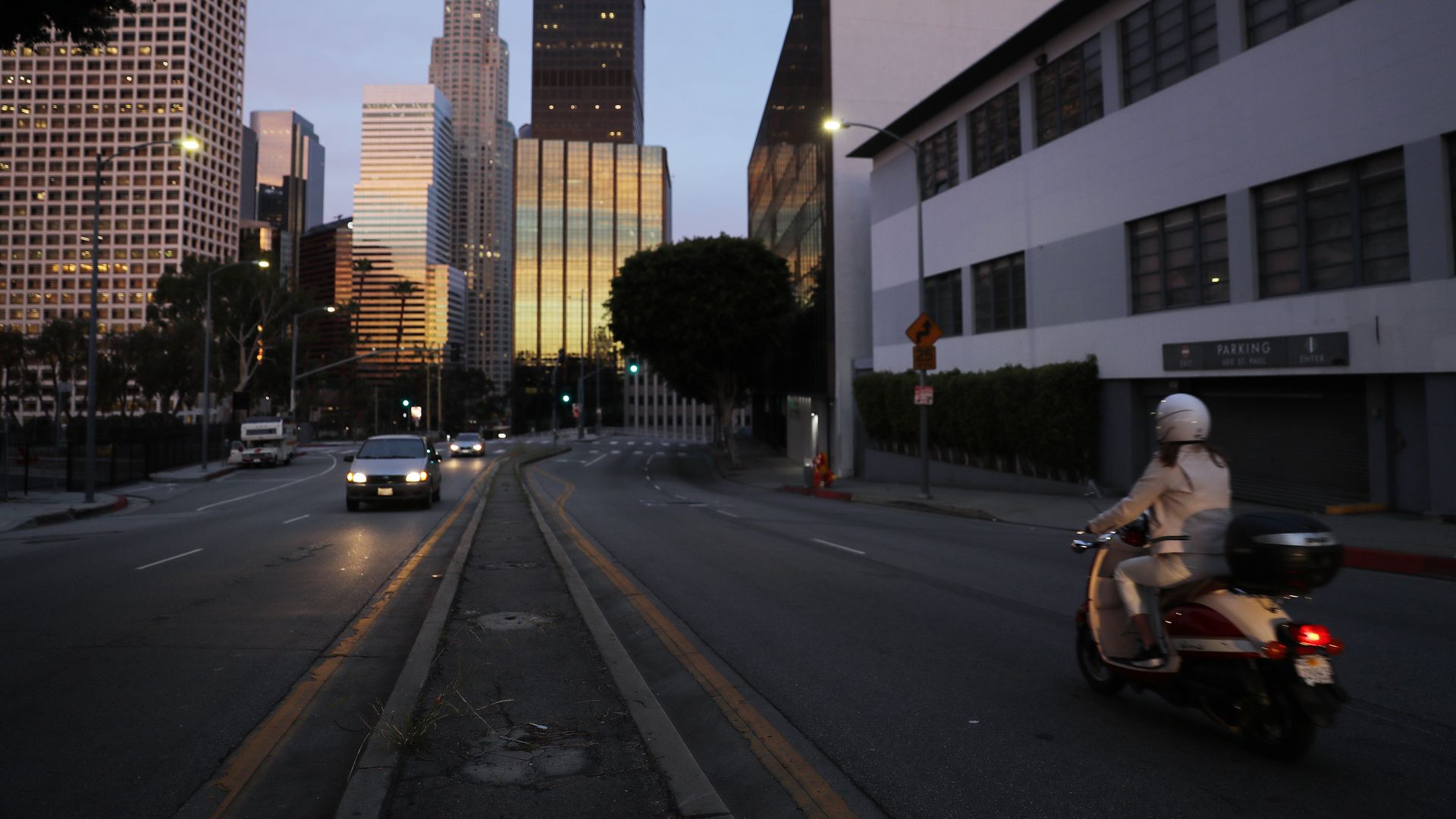 A nearly empty street in Los Angeles