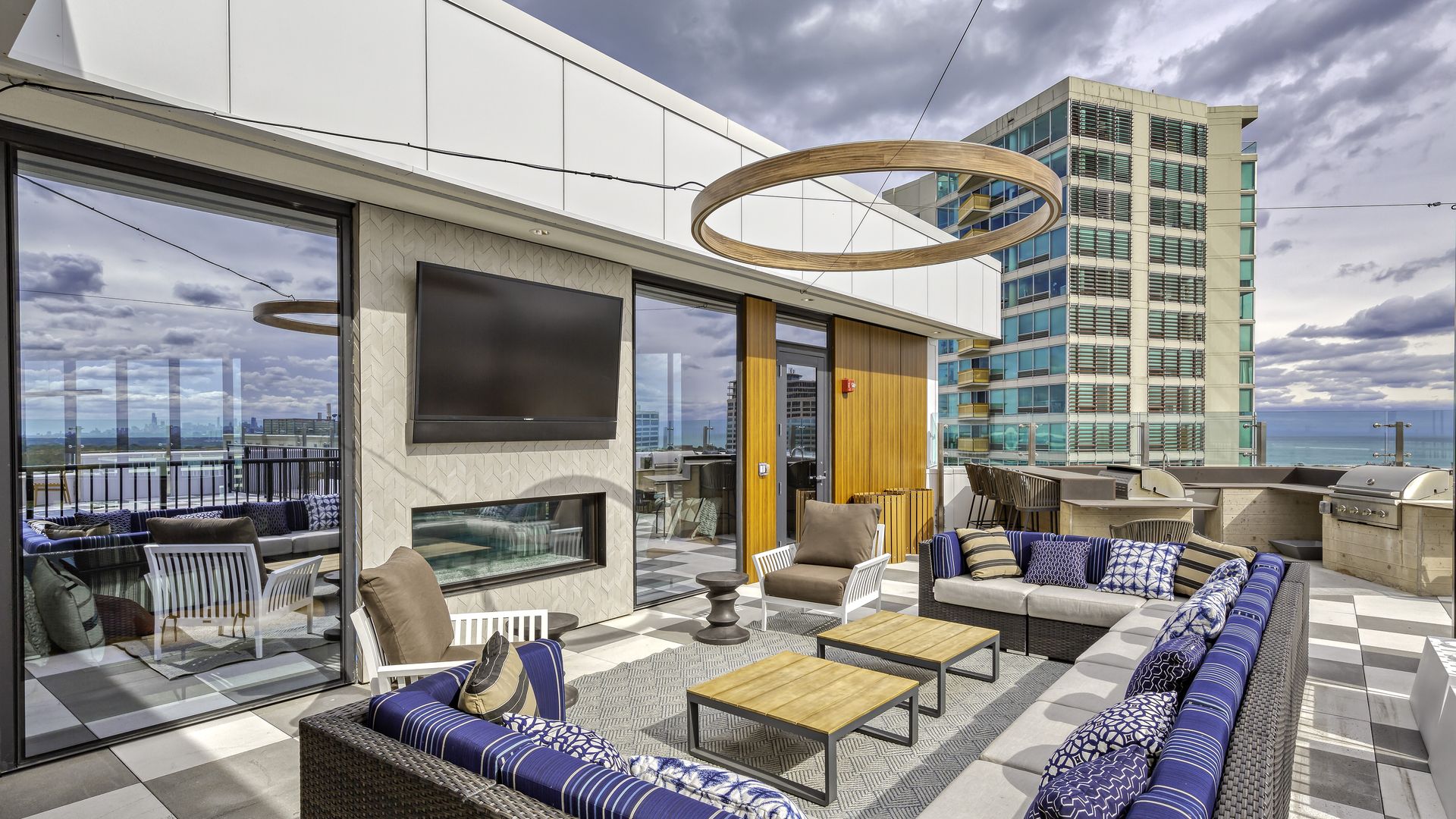 rooftop sky deck at luxury senior building