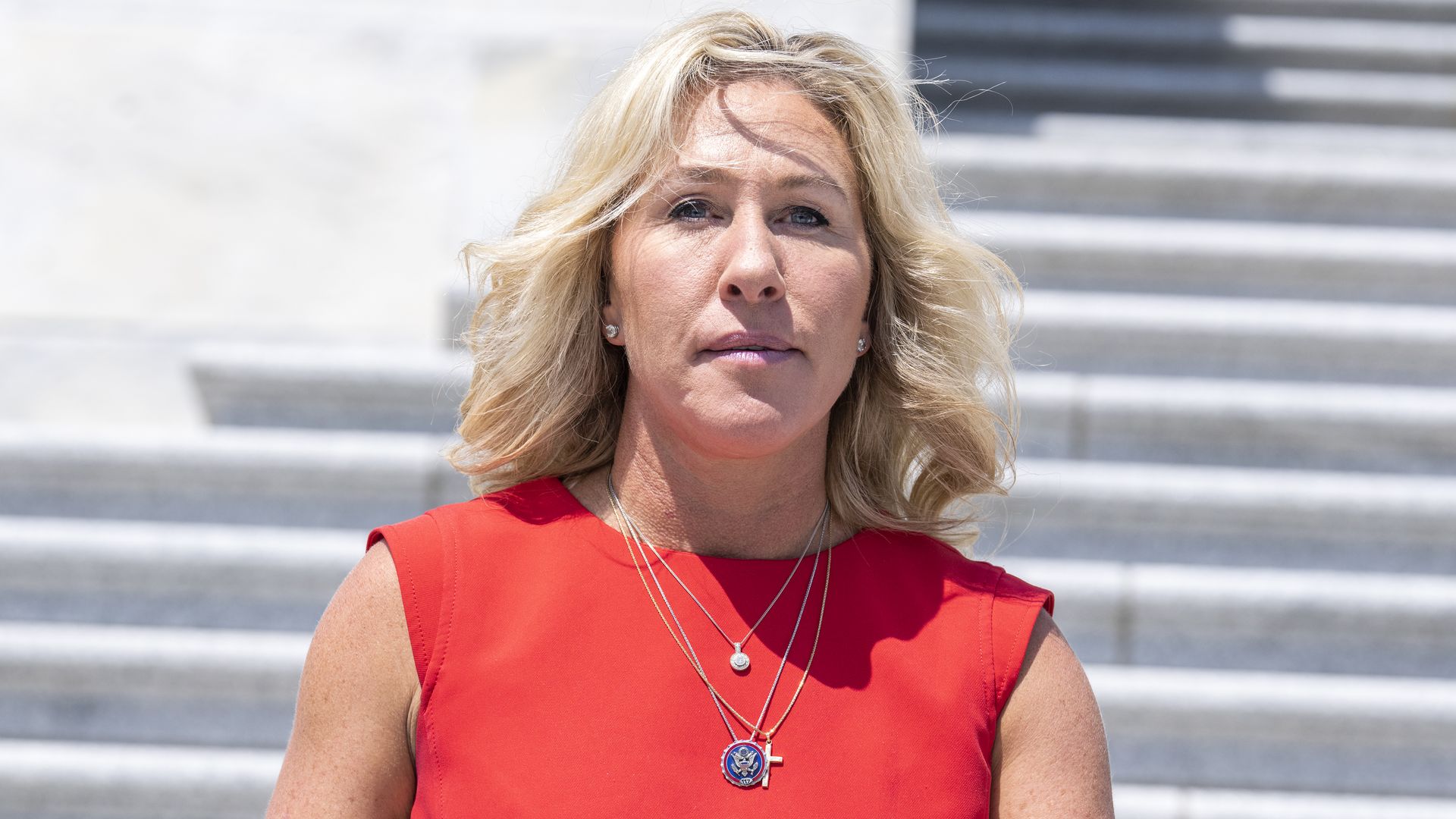 Rep. Marjorie Taylor Greene (R-Ga.) outside the Capitol in July 2022.