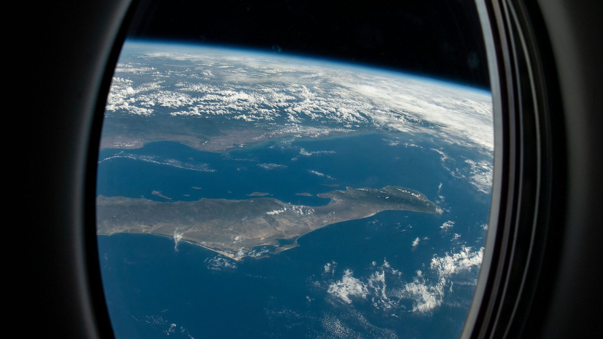 A view out the window of a SpaceX Crew Dragon