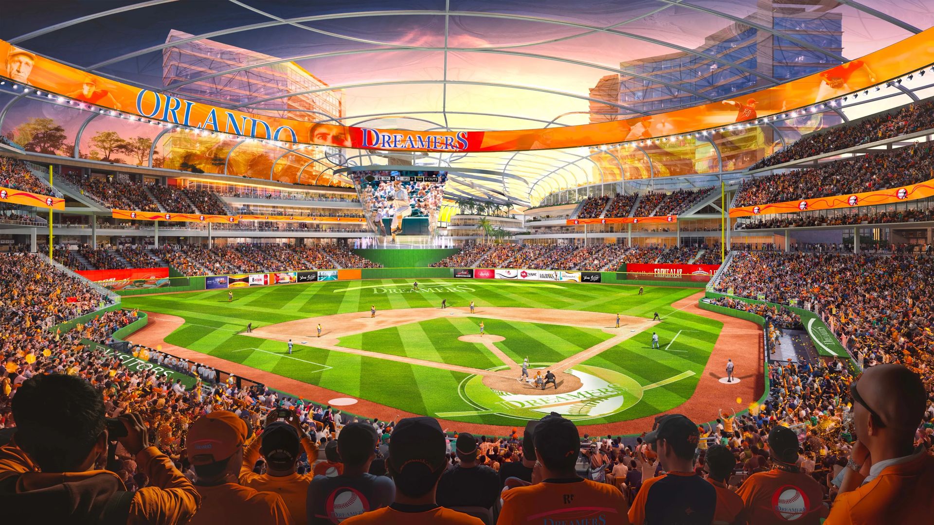 Rendering of stadium from Orlando City Baseball Dreamers