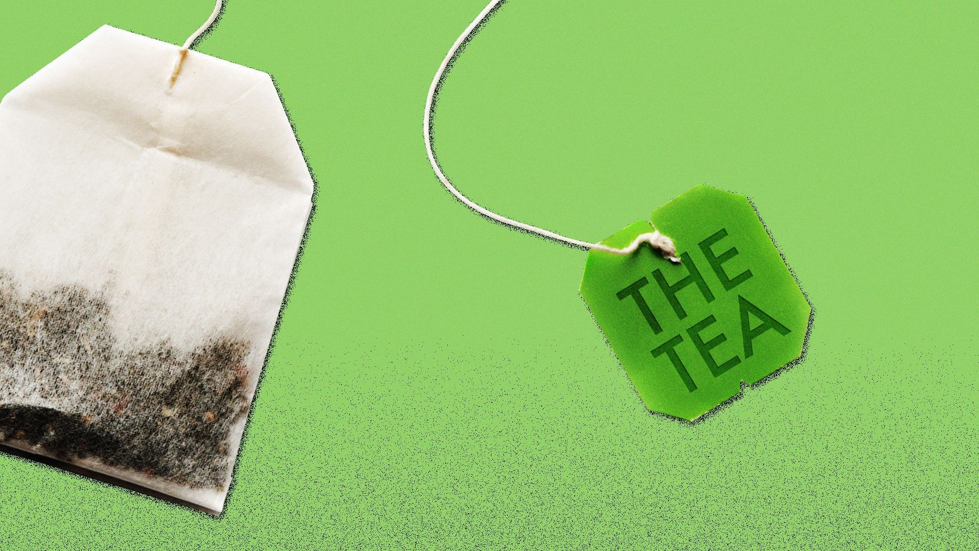 Illustration of a teabag with "The Tea" printed on the tag.