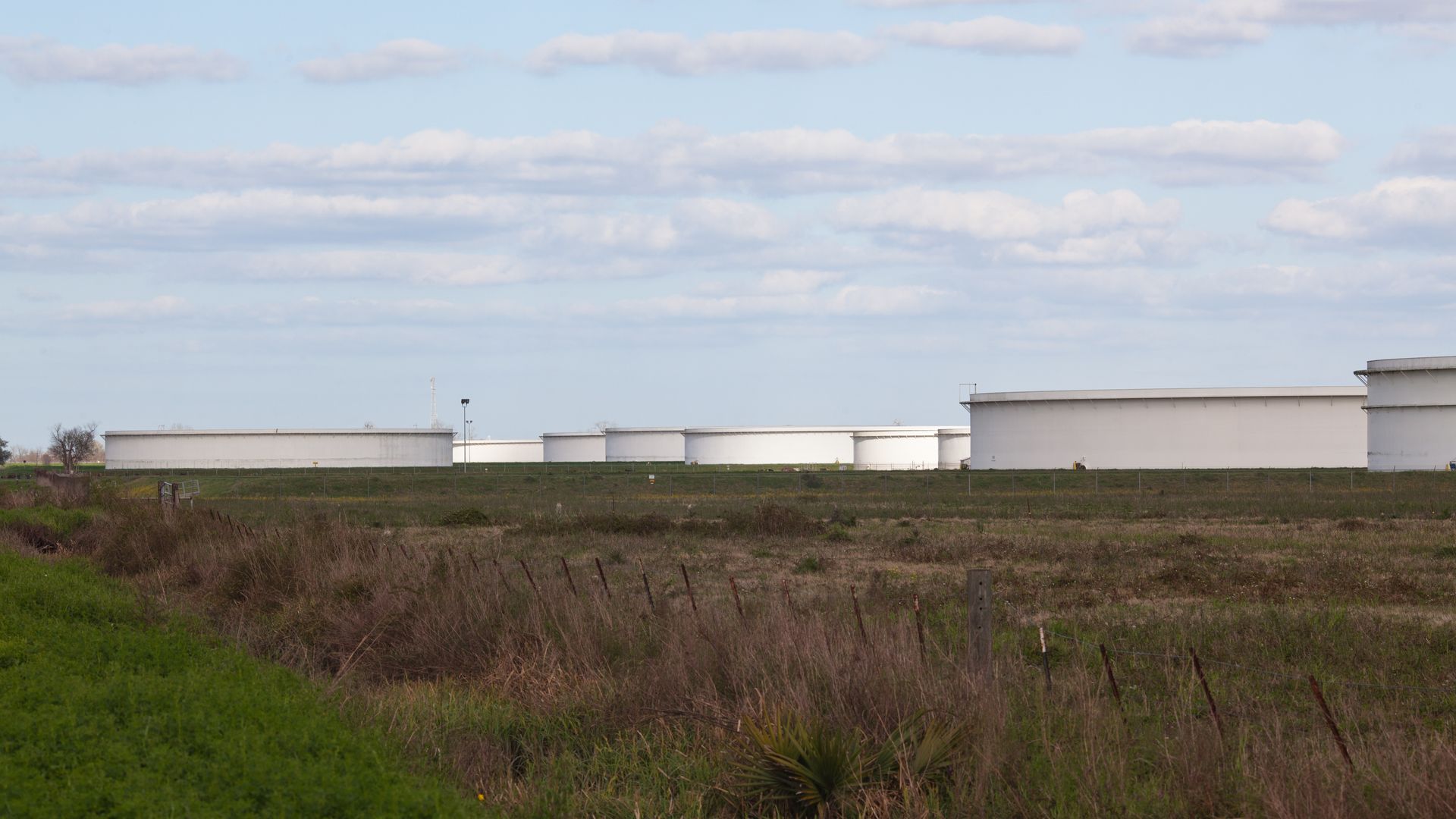 oil tanks in field